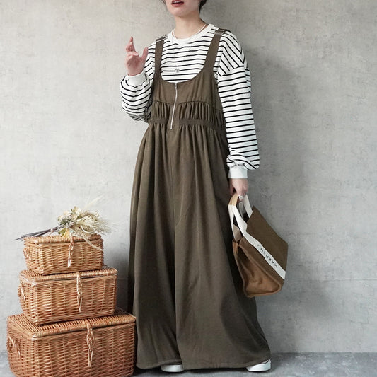 シャーリングサロペットパンツ