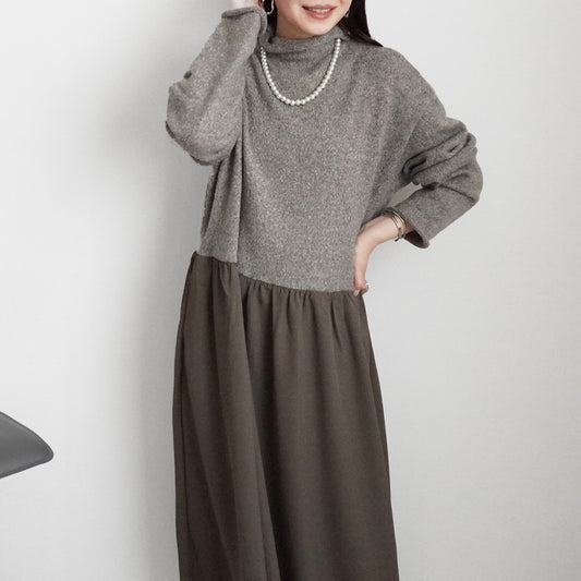 ポケットニットドッキングワンピ―ス