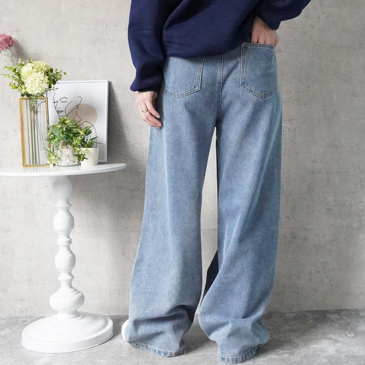 【先行予約】ハイウエストデニムタックワイドパンツ