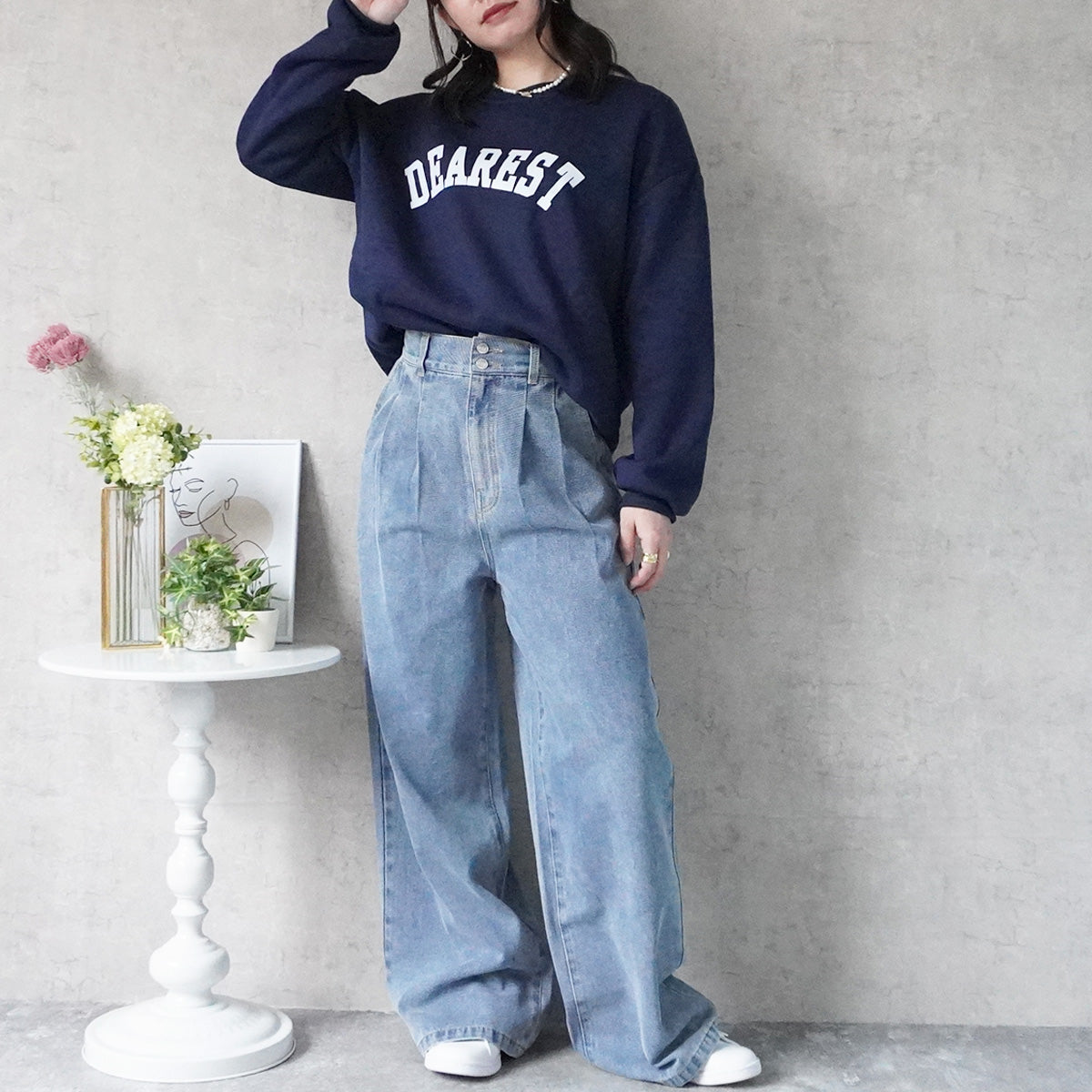 【先行予約】ハイウエストデニムタックワイドパンツ