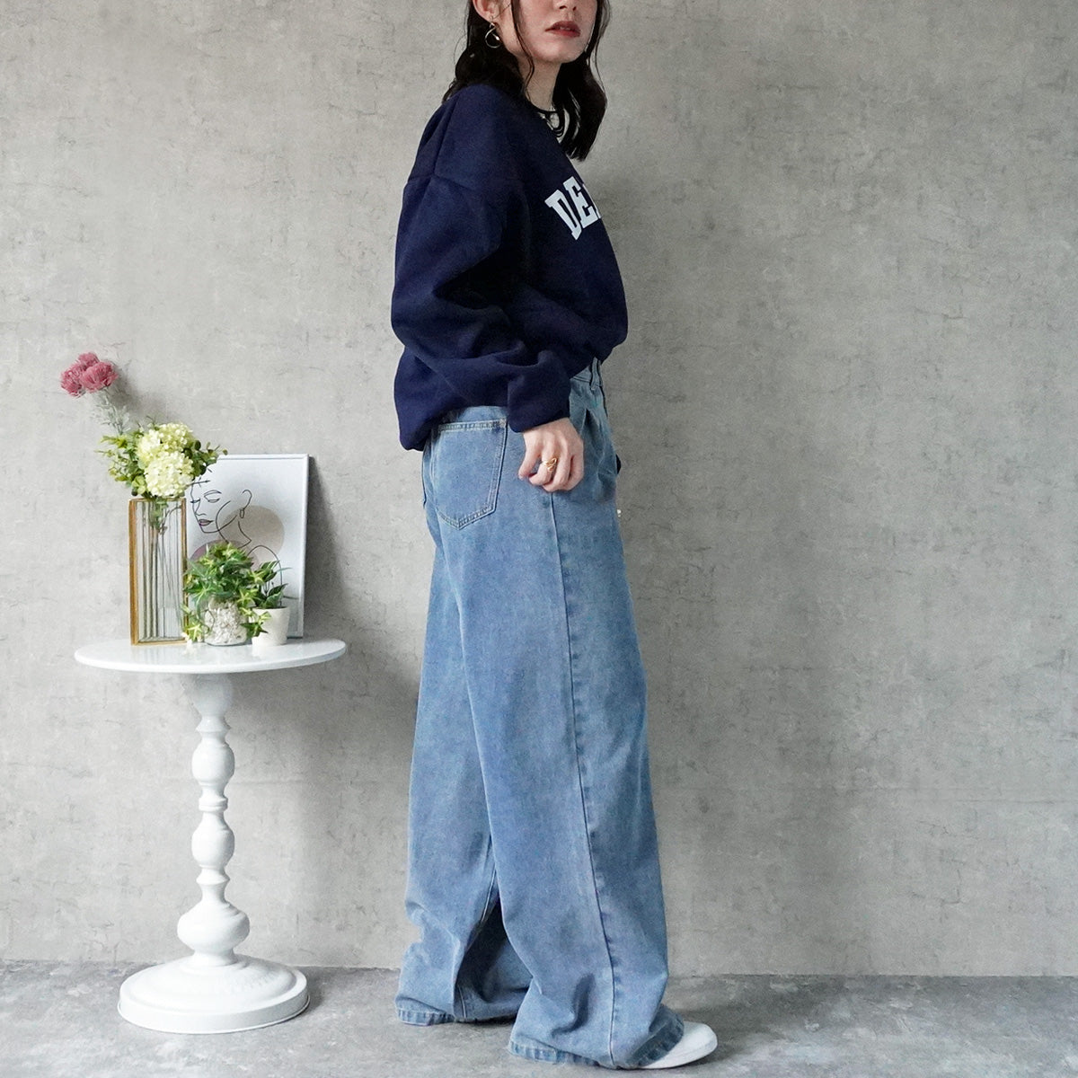 【先行予約】ハイウエストデニムタックワイドパンツ