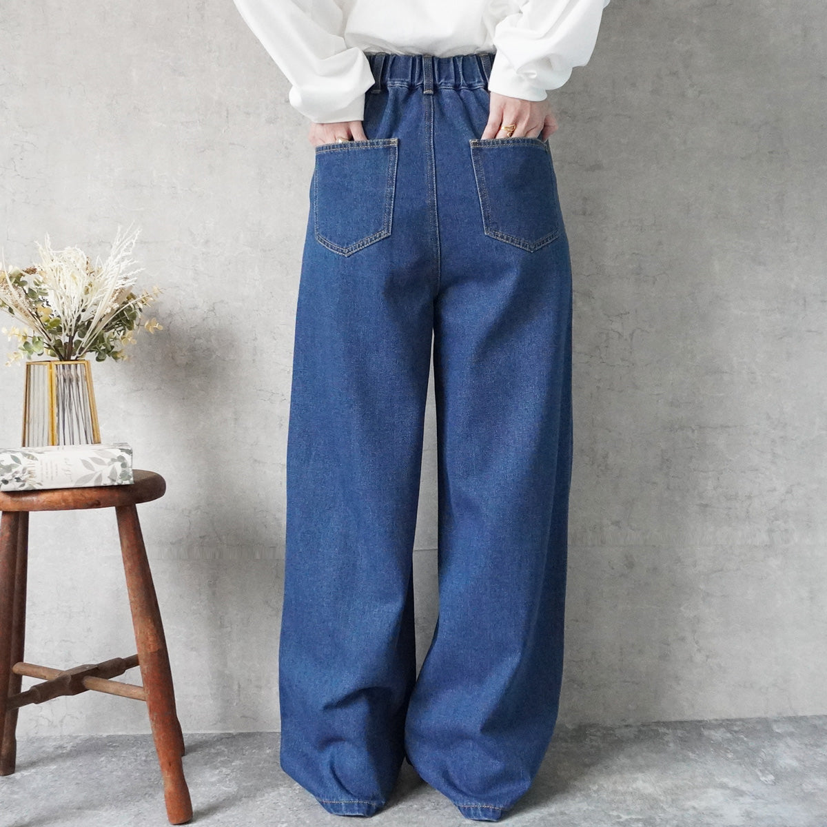 【先行予約】ハイウエストデニムタックワイドパンツ