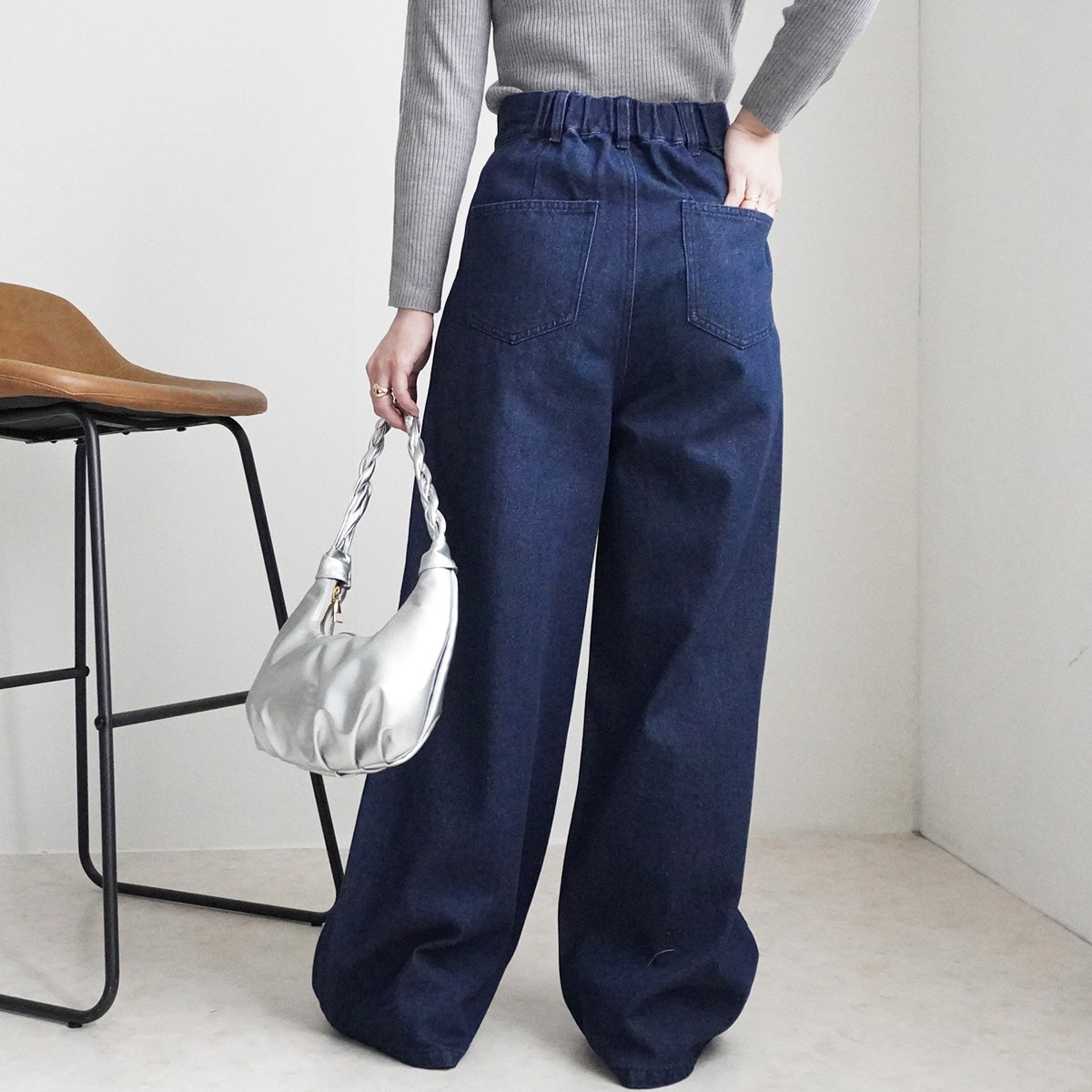 【先行予約】ハイウエストデニムタックワイドパンツ