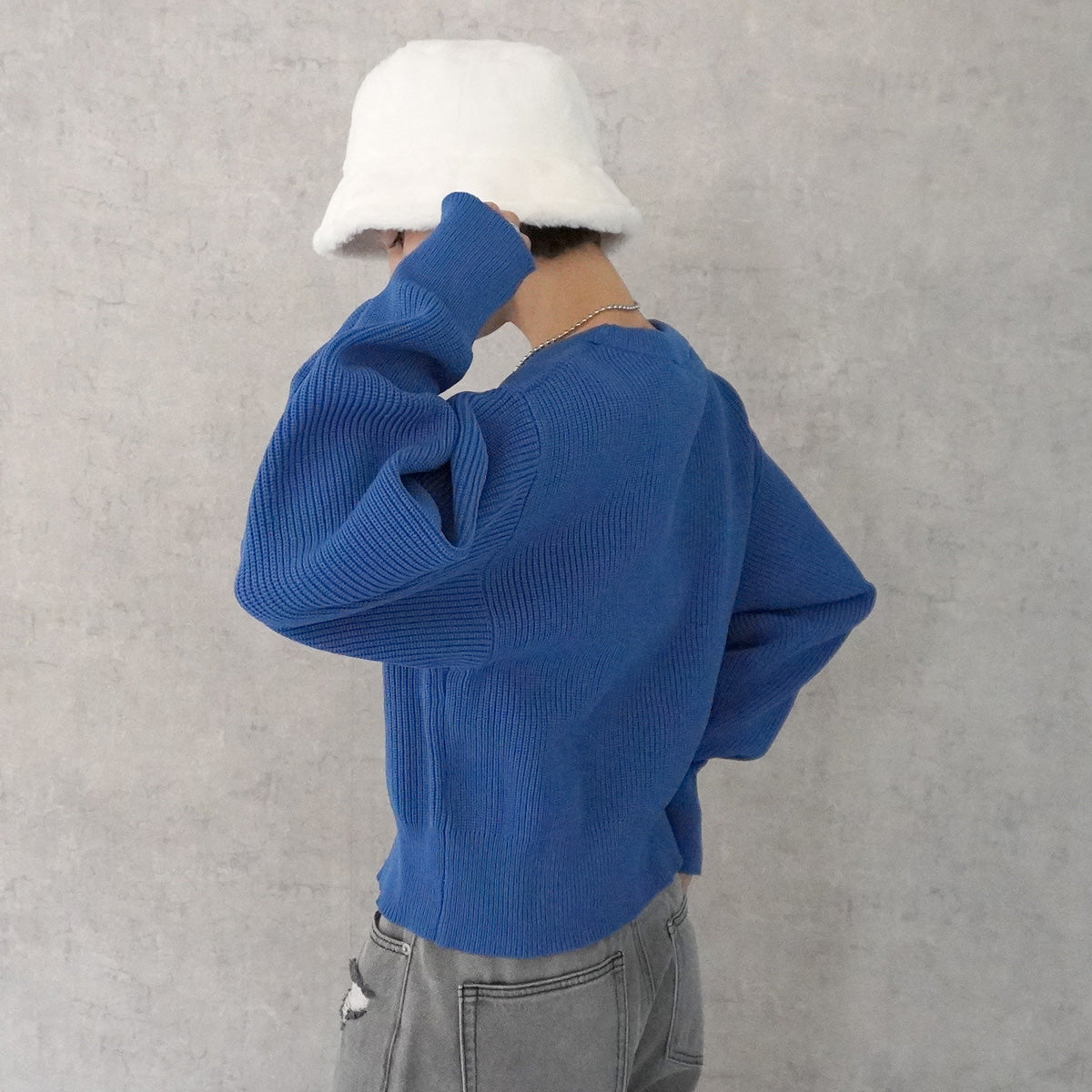 片畦編みダンボールニットプルオーバー