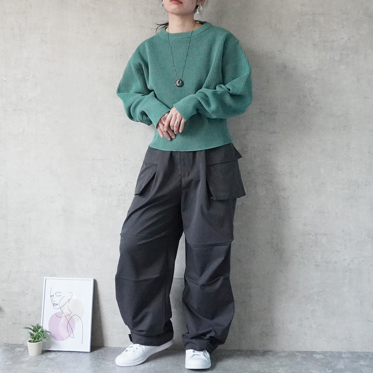 片畦編みダンボールニットプルオーバー
