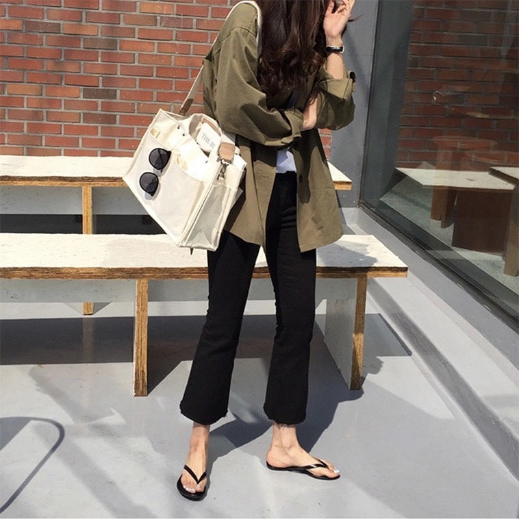 外ポケット付き キャンバスバッグ