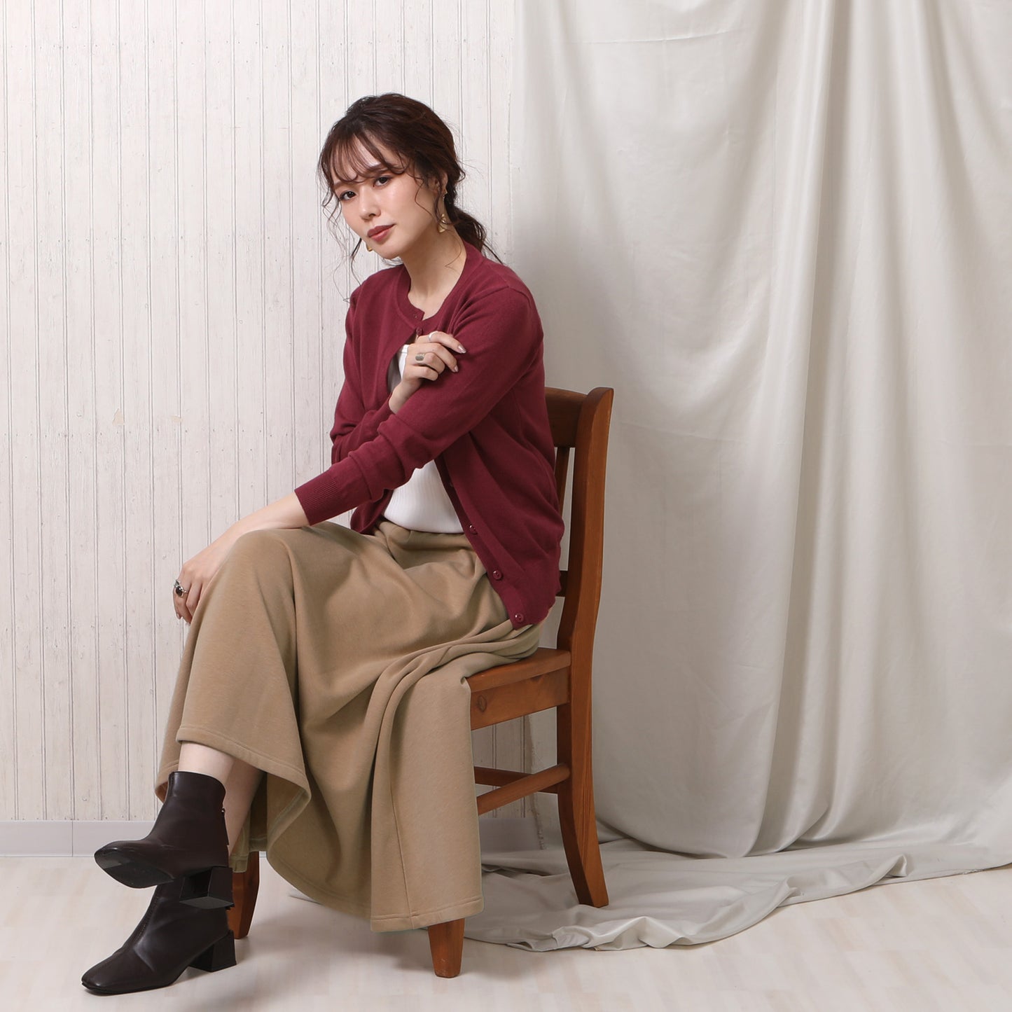 裏シャギー アルガンオイル加工 ロングスカート