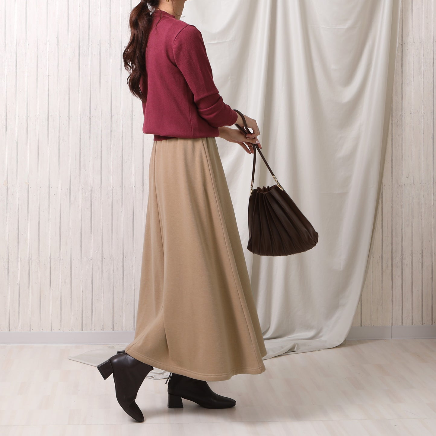 裏シャギー アルガンオイル加工 ロングスカート