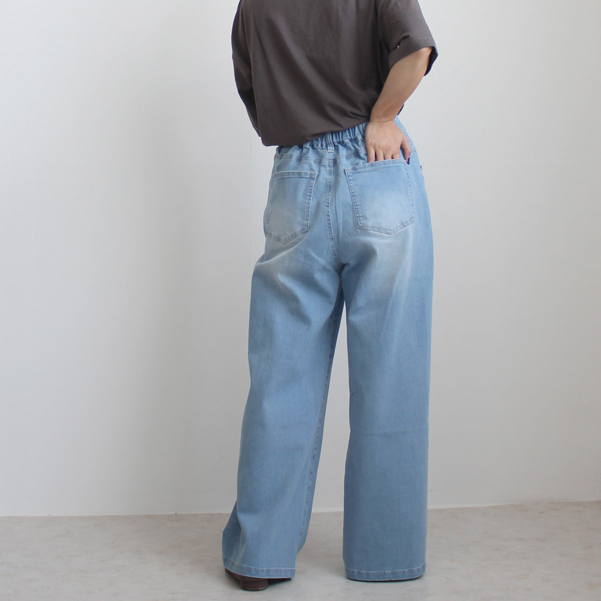 接触冷感デニムワイドパンツ