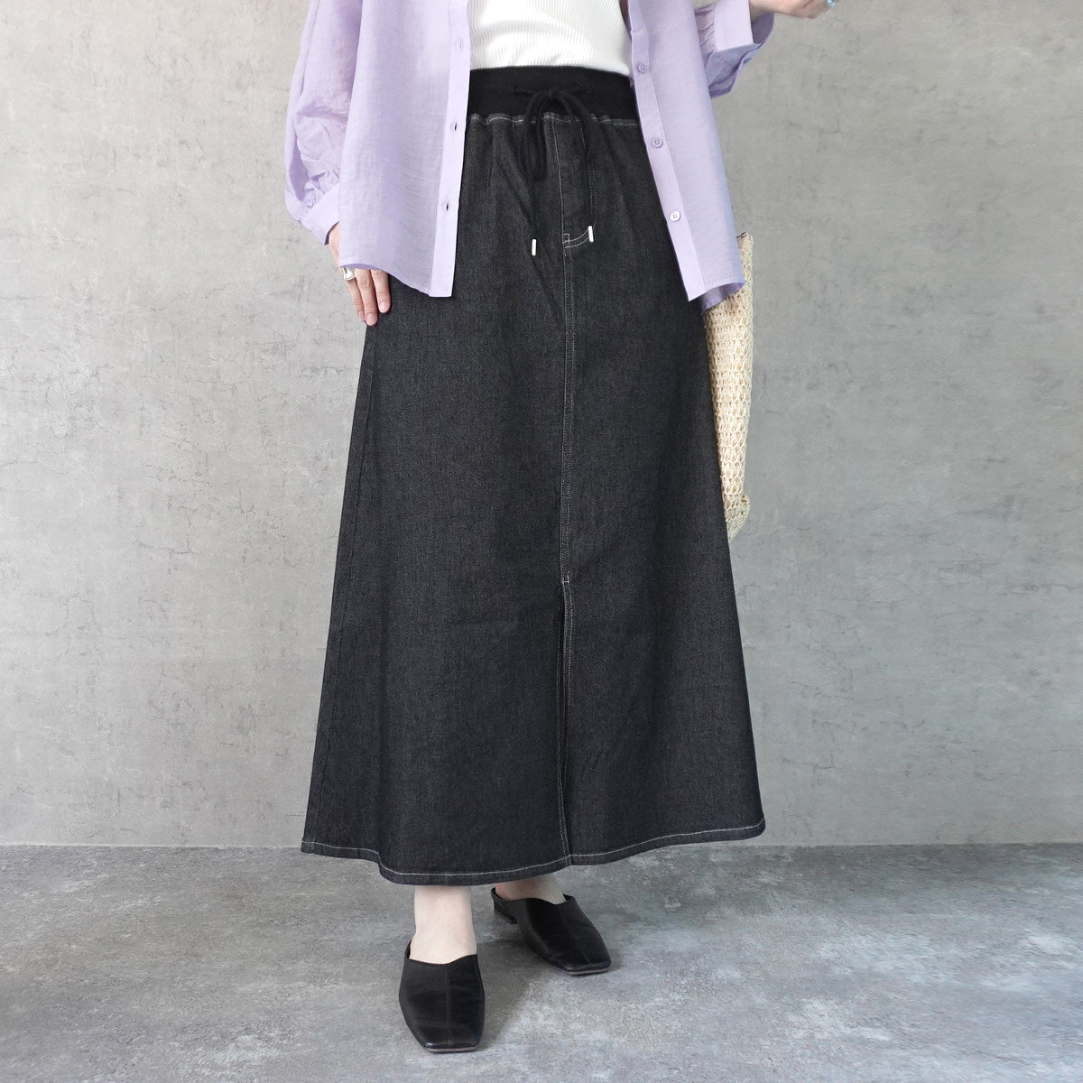 AIRジョグデニムウエストリブスカート