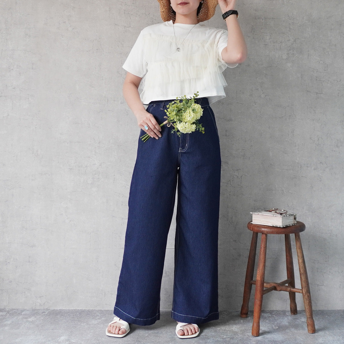 アイスメッシュデニムワイドパンツ