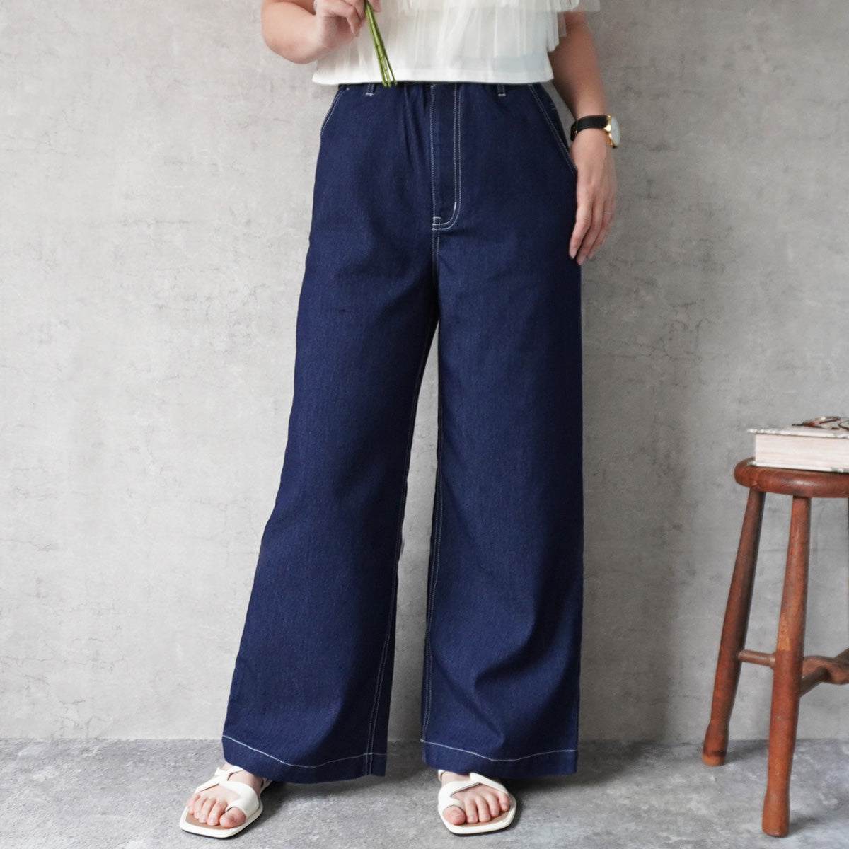 アイスメッシュデニムワイドパンツ