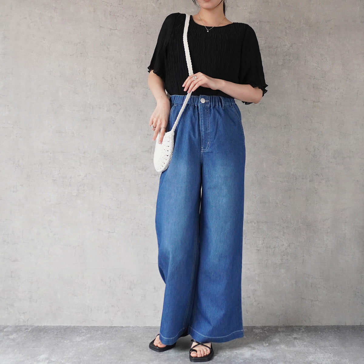 アイスメッシュデニムワイドパンツ