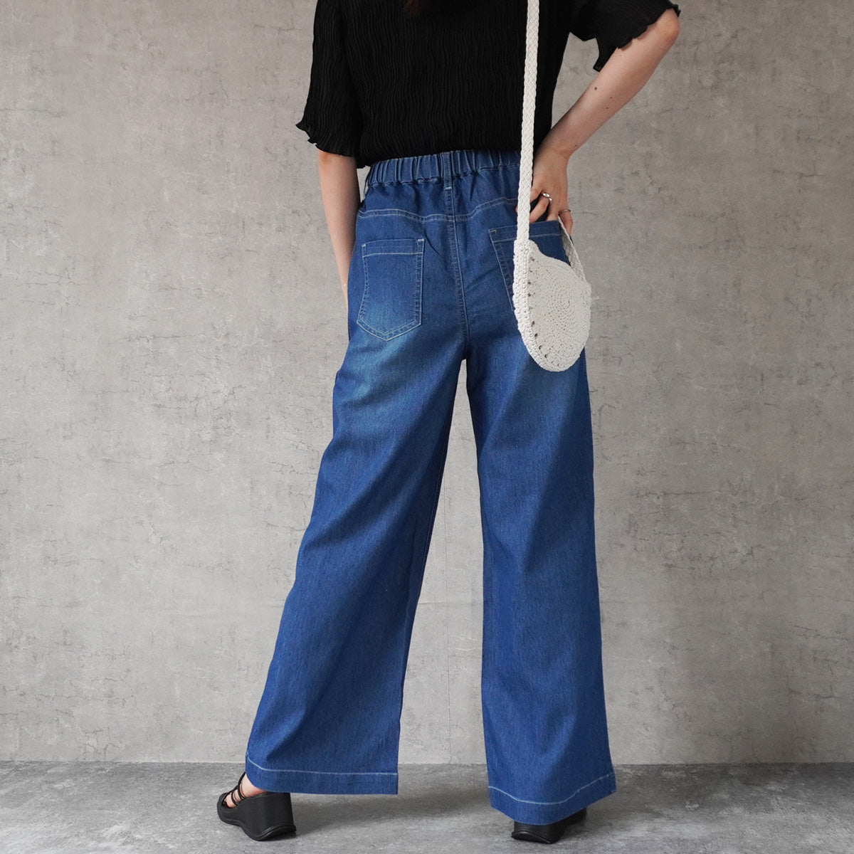 アイスメッシュデニムワイドパンツ