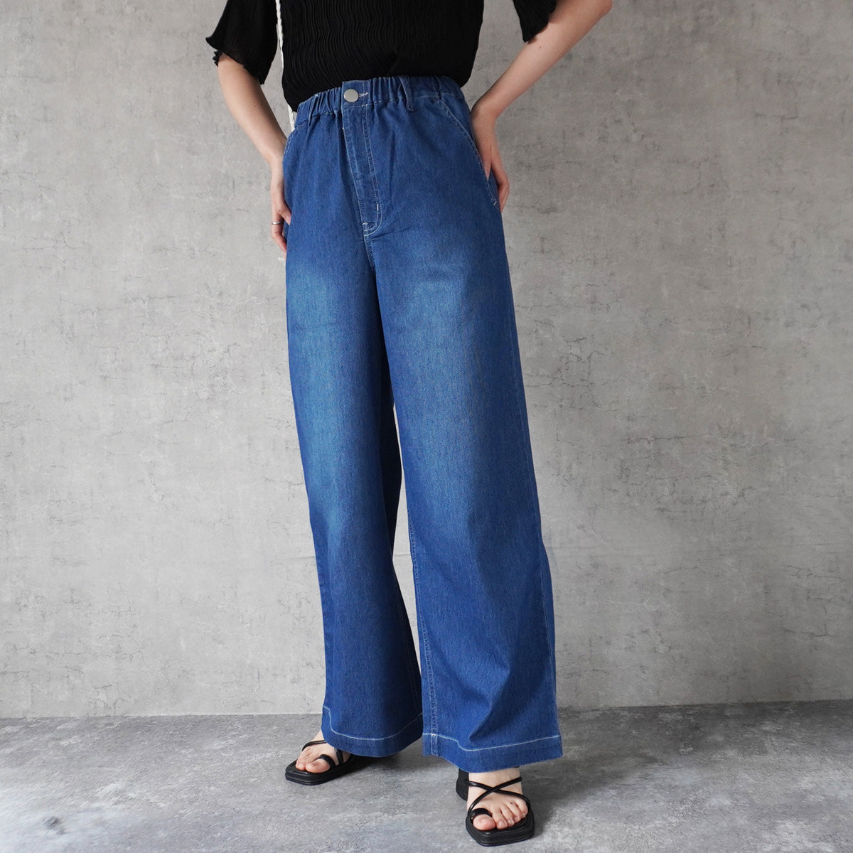 アイスメッシュデニムワイドパンツ