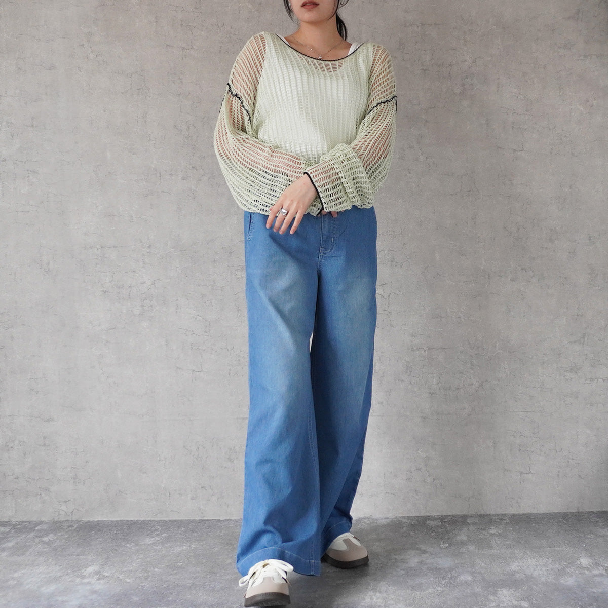 アイスメッシュデニムワイドパンツ