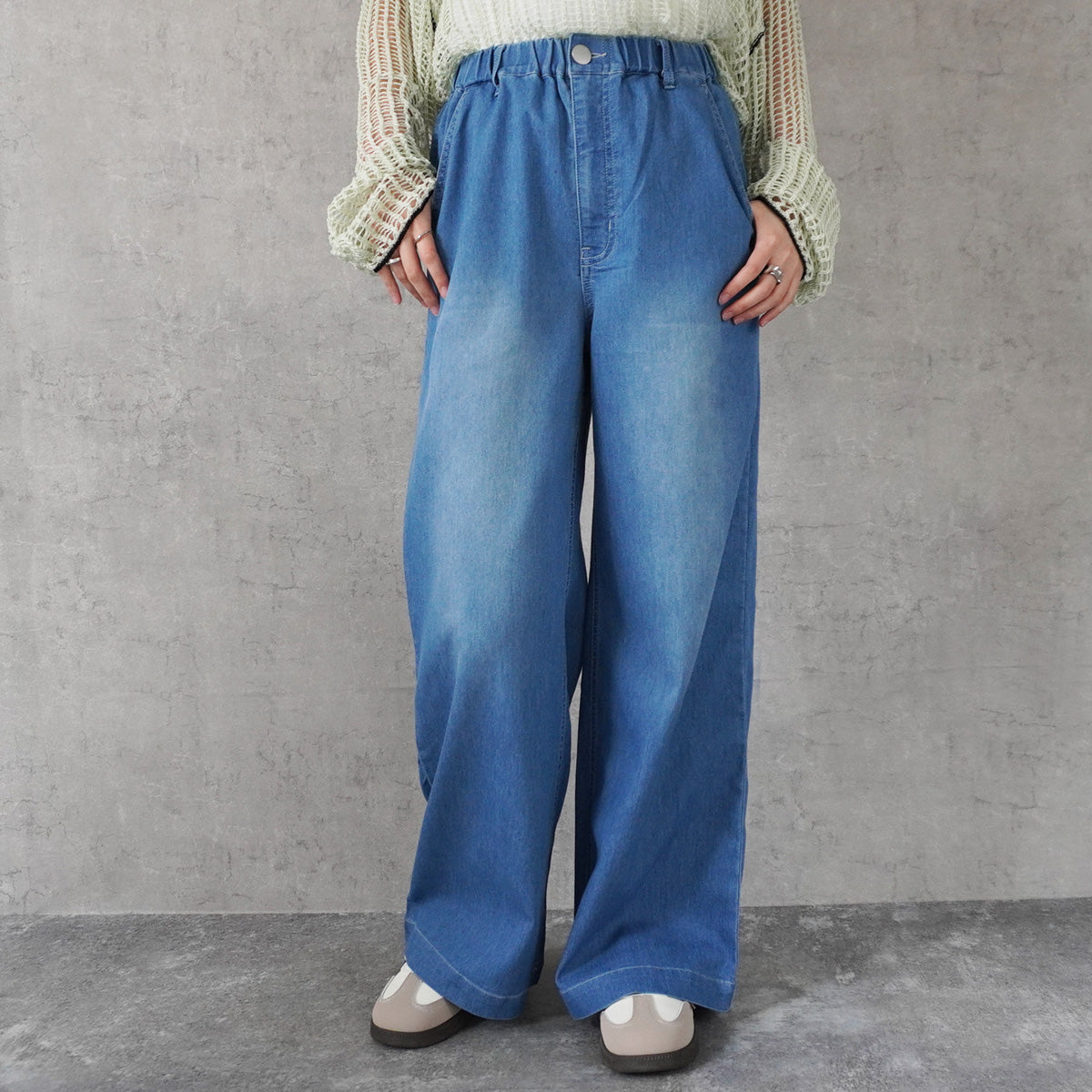 アイスメッシュデニムワイドパンツ