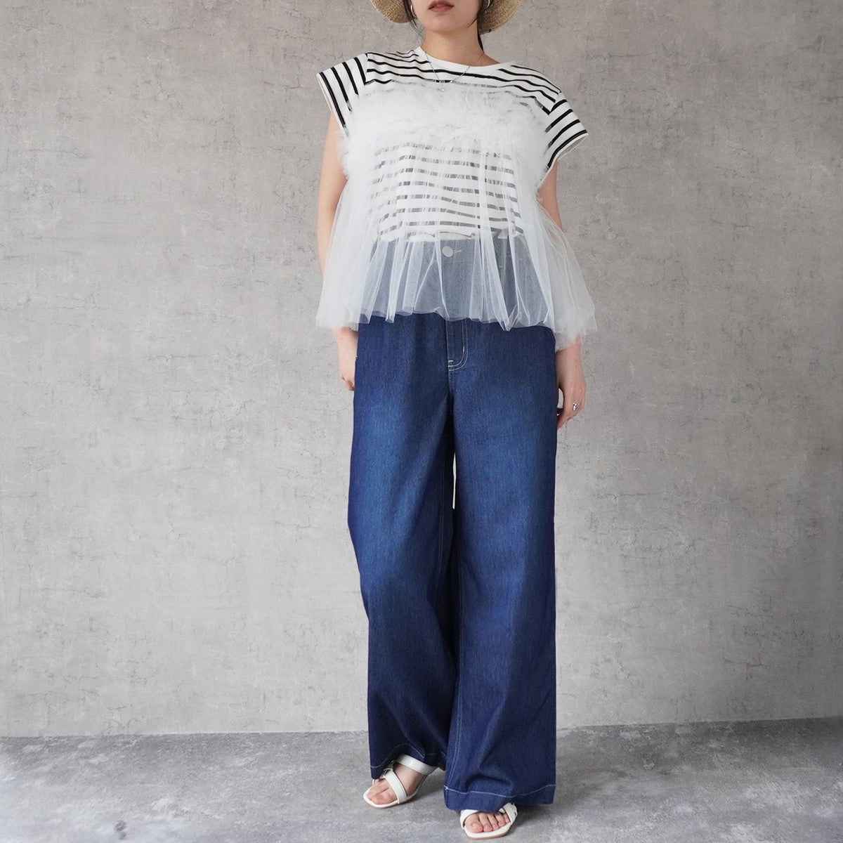アイスメッシュデニムワイドパンツ