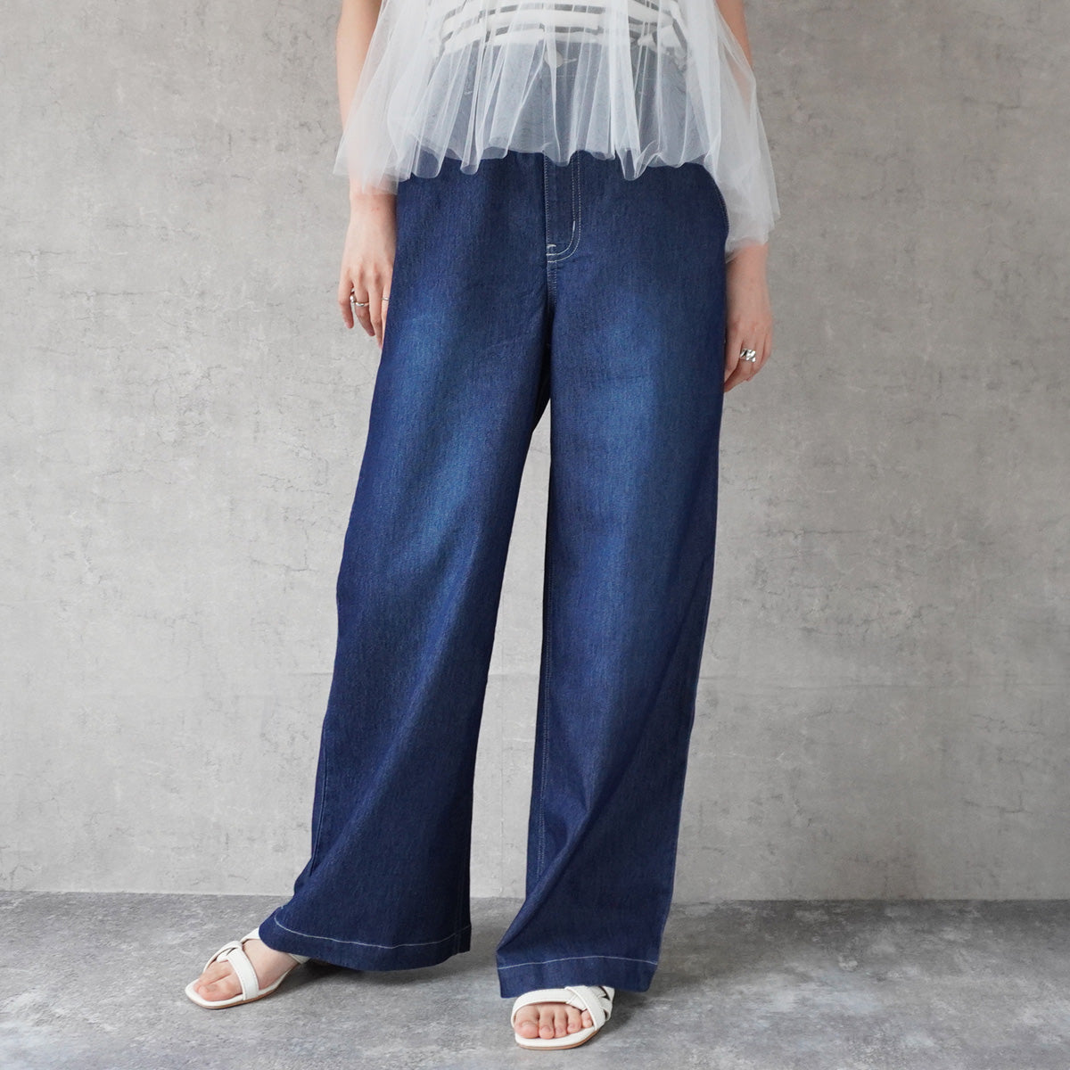 アイスメッシュデニムワイドパンツ