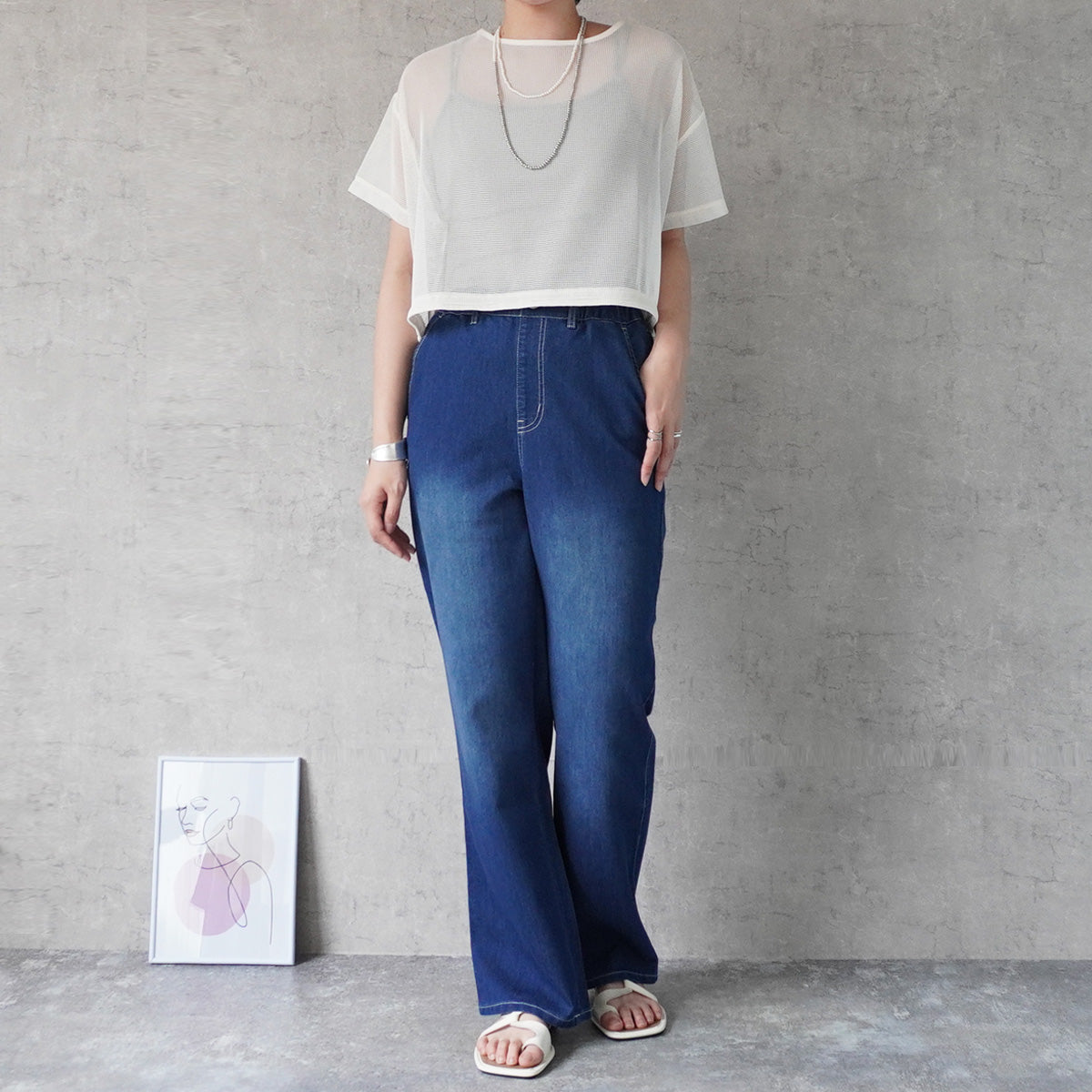 アイスメッシュイージーデニムパンツ