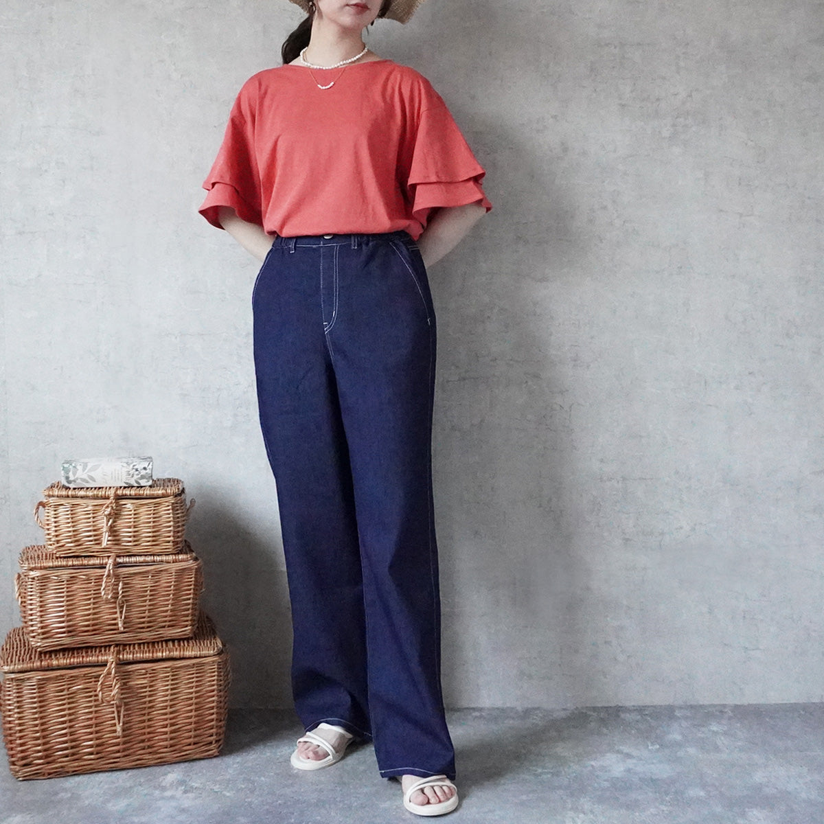 アイスメッシュイージーデニムパンツ