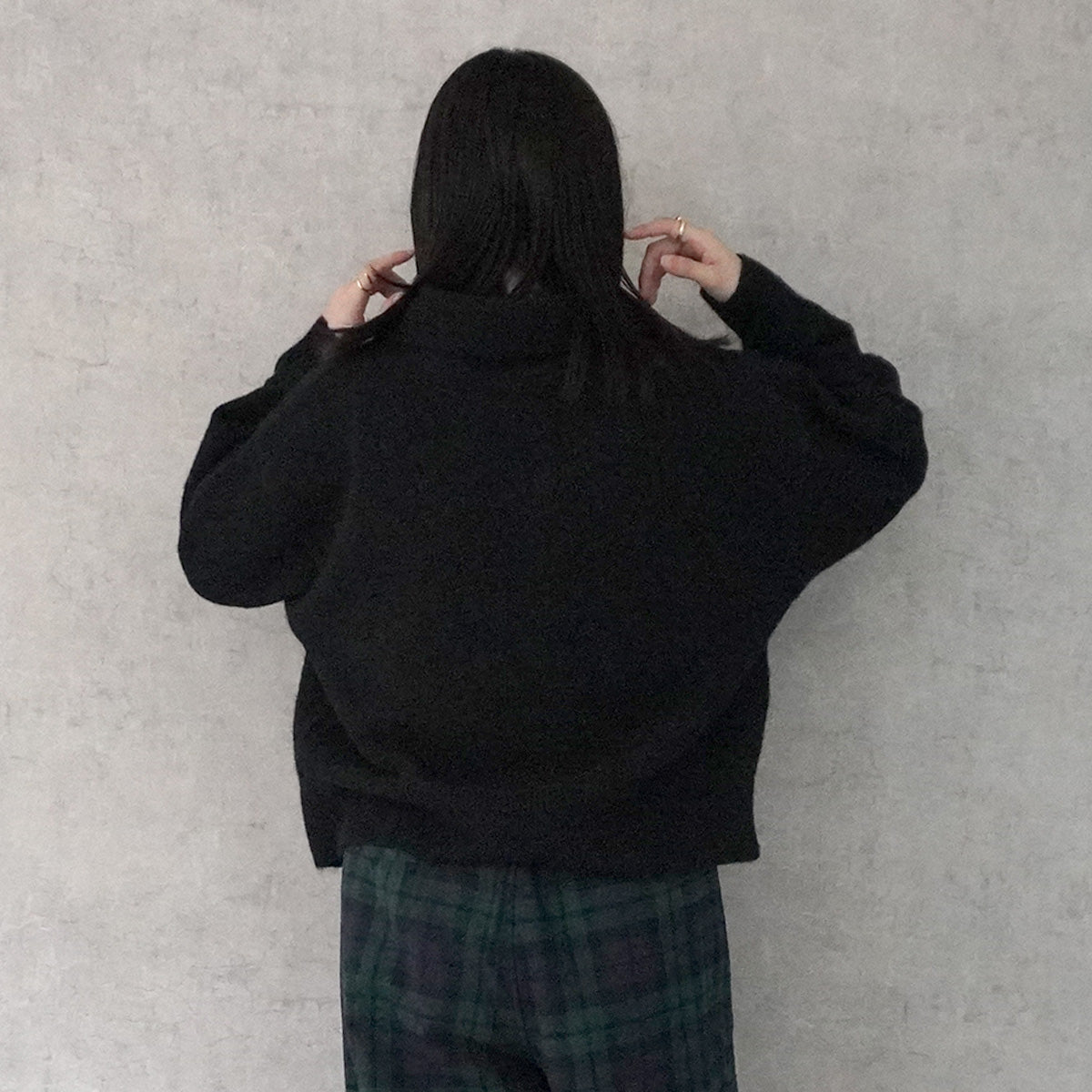 襟付きミックスニットカーディガン