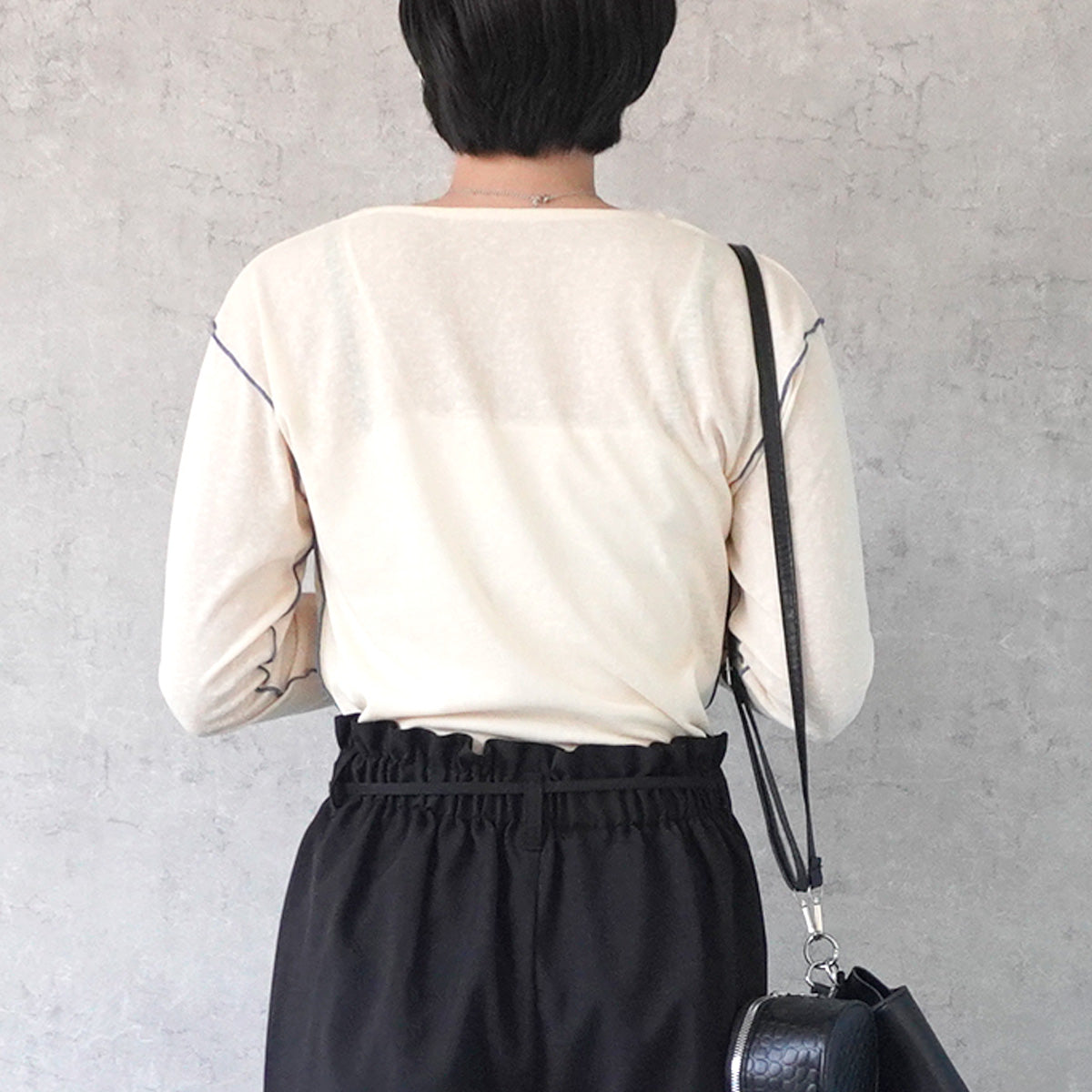 配色シアーニットソー