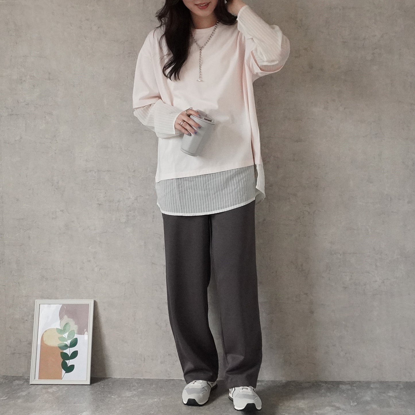 ポンチストレートワイドパンツ
