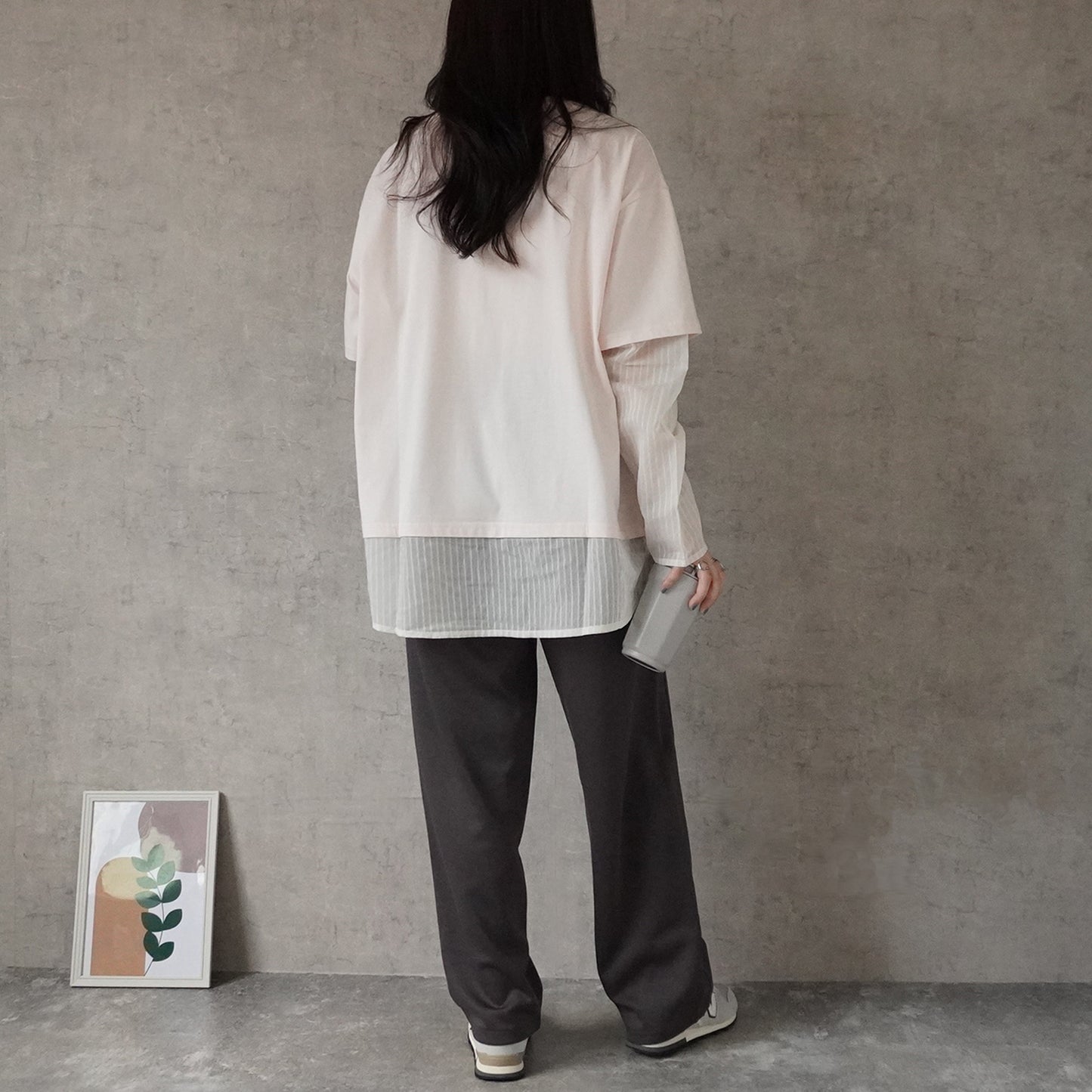 ポンチストレートワイドパンツ