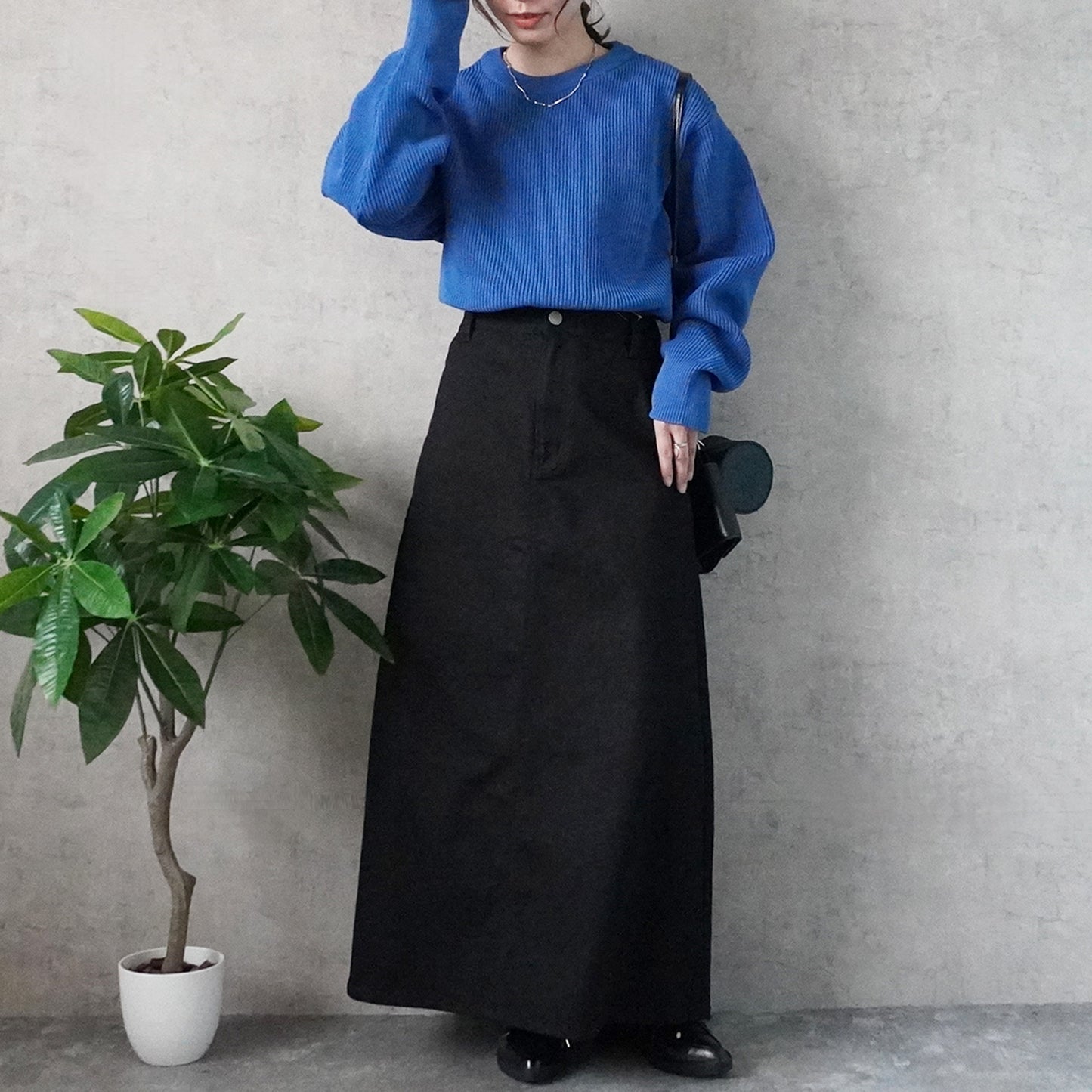 カラーセミフレアー超ロングスカート