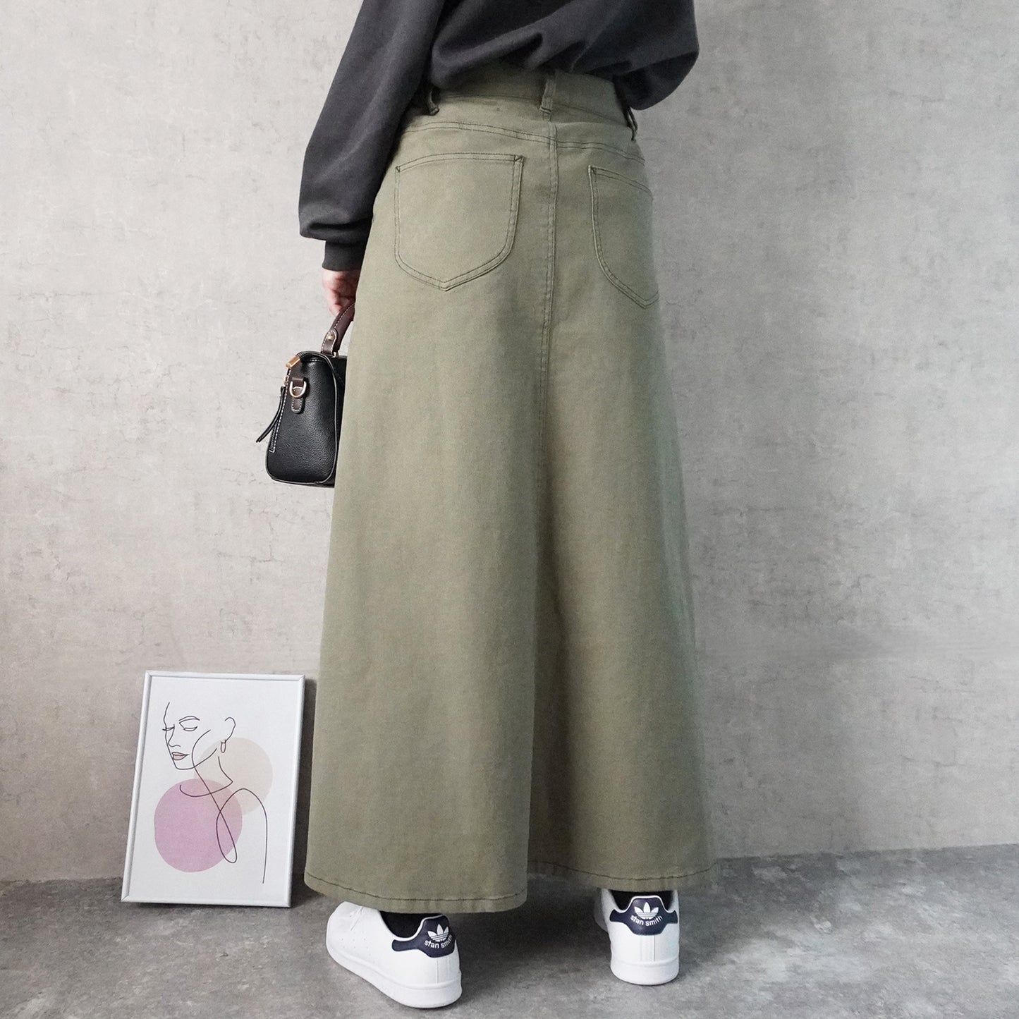 カラーセミフレアー超ロングスカート