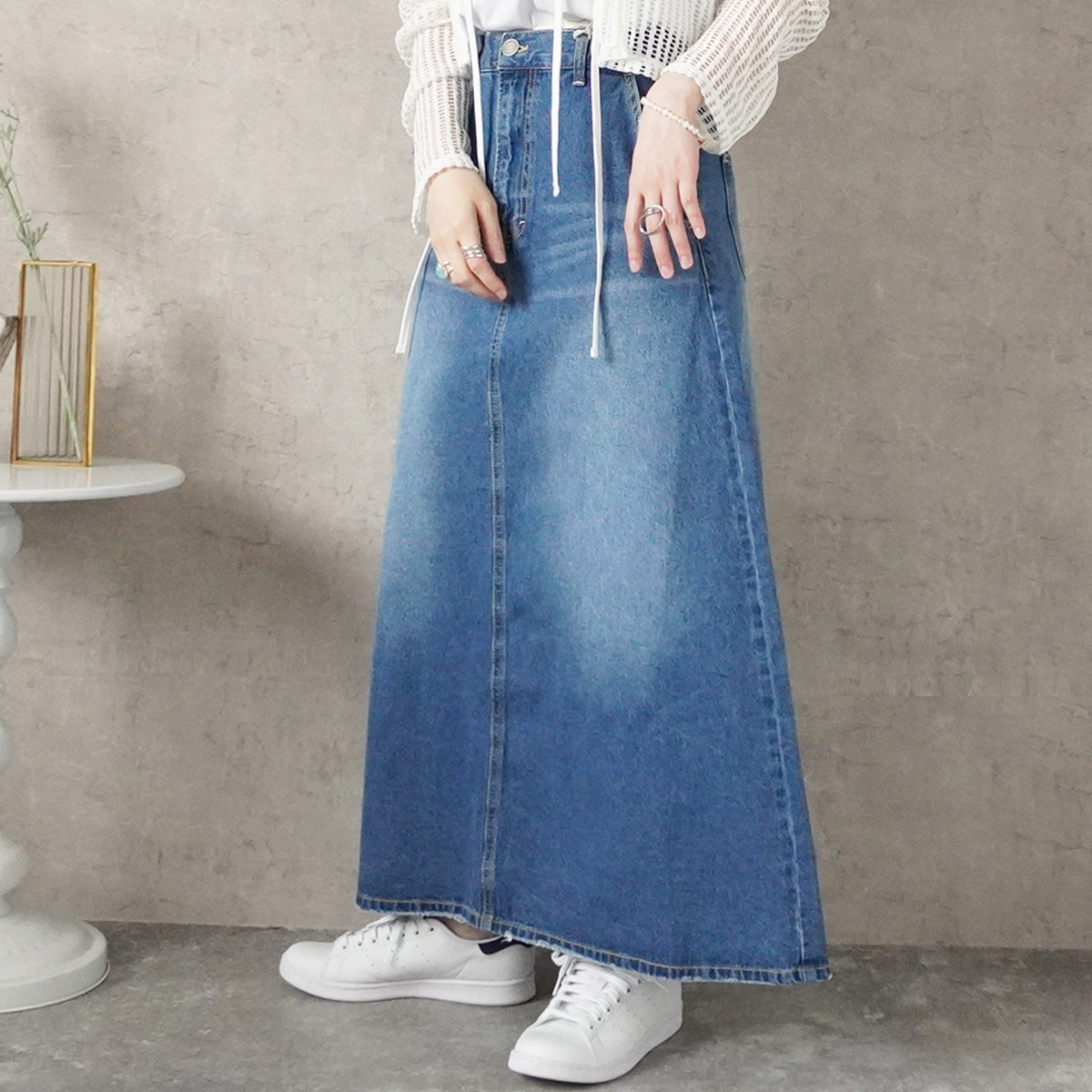 超ロングデニムスカート