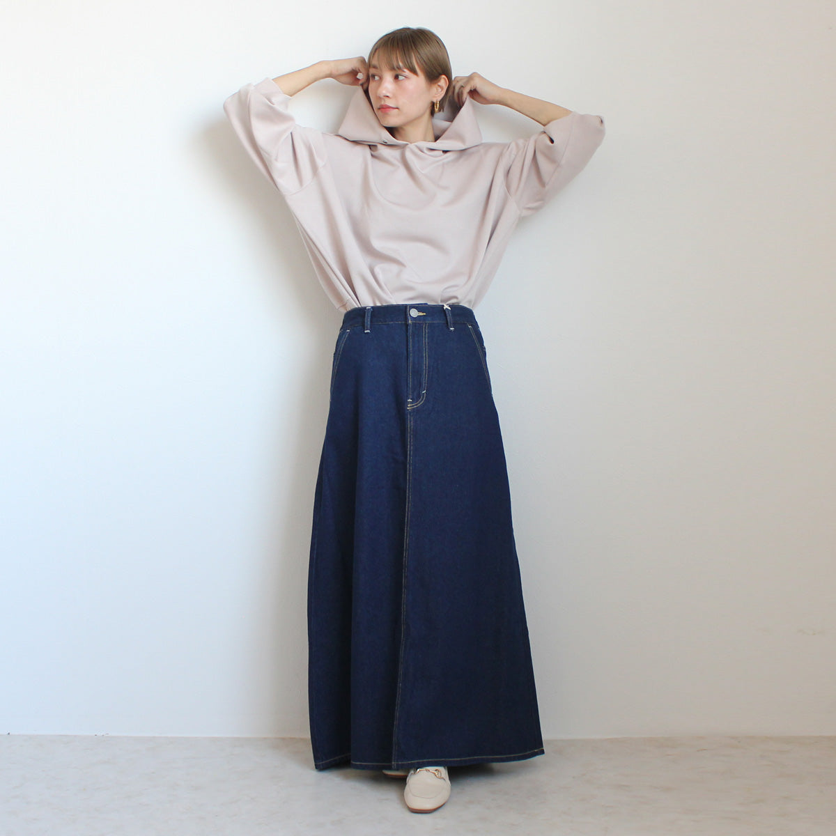 超ロングデニムスカート