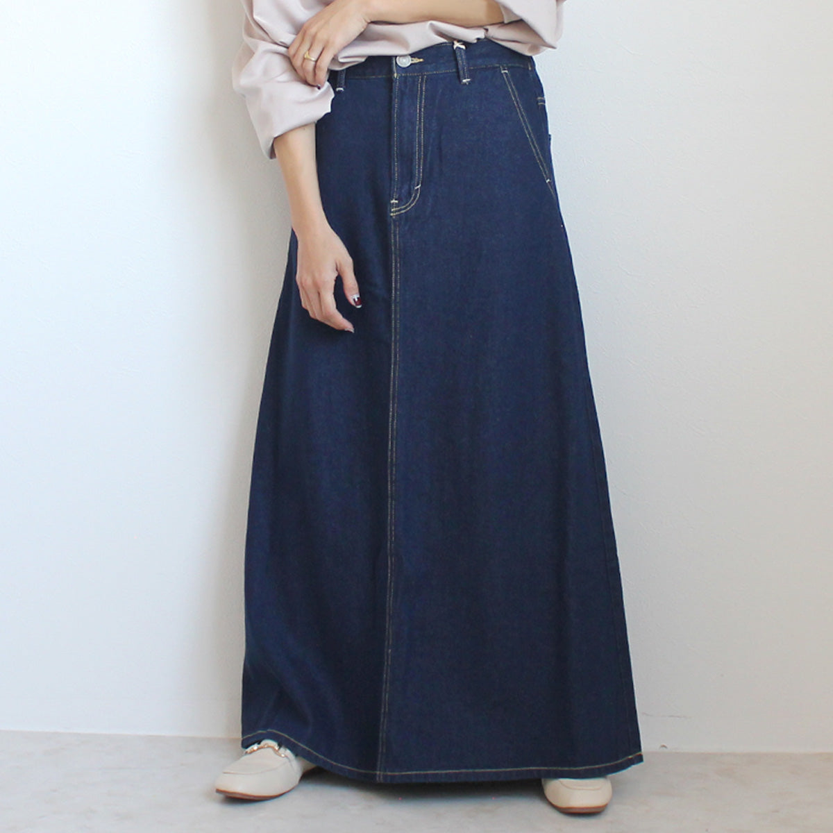 超ロングデニムスカート