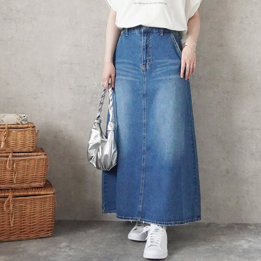 超ロングデニムスカート【一部予約】