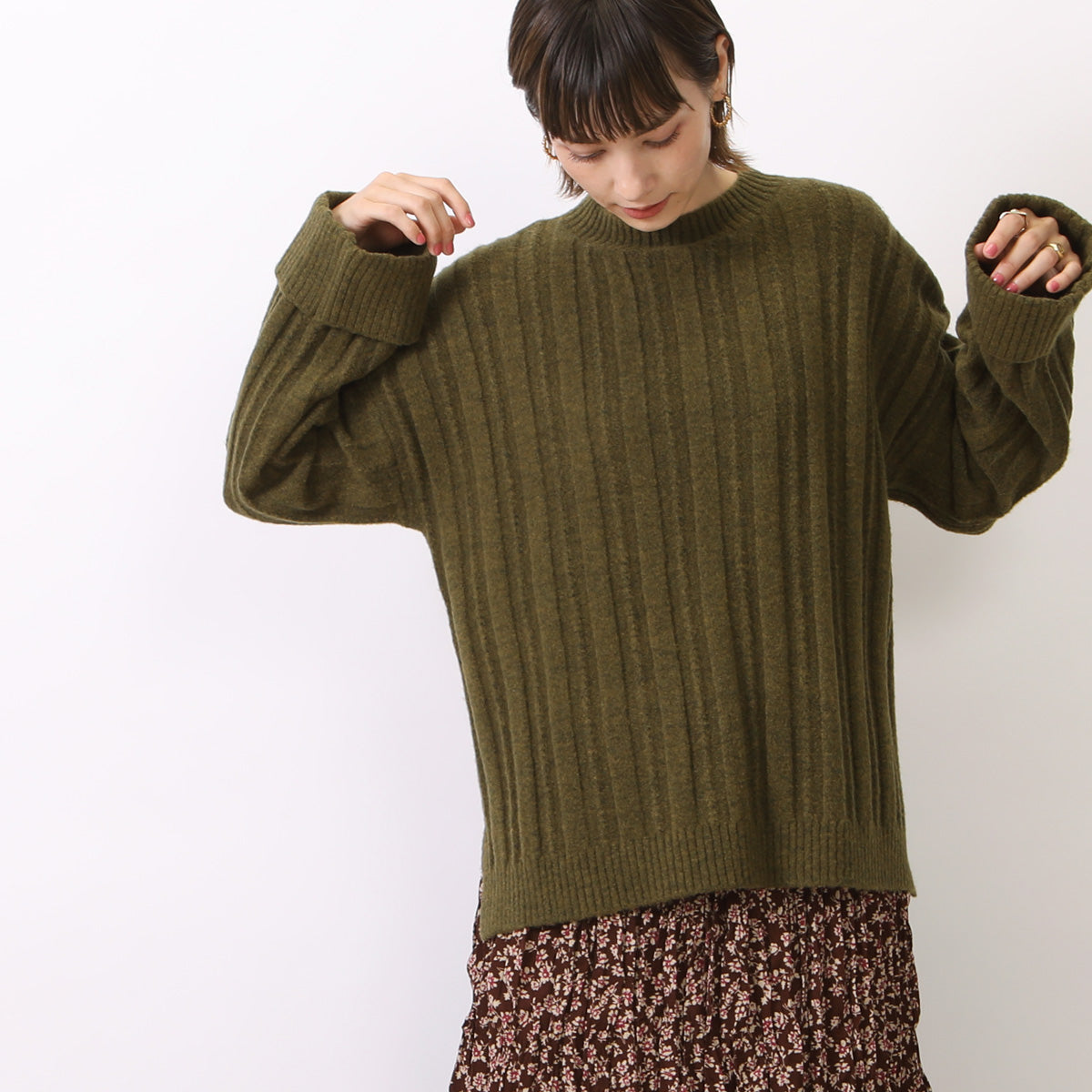 オーバーサイズ リブニット