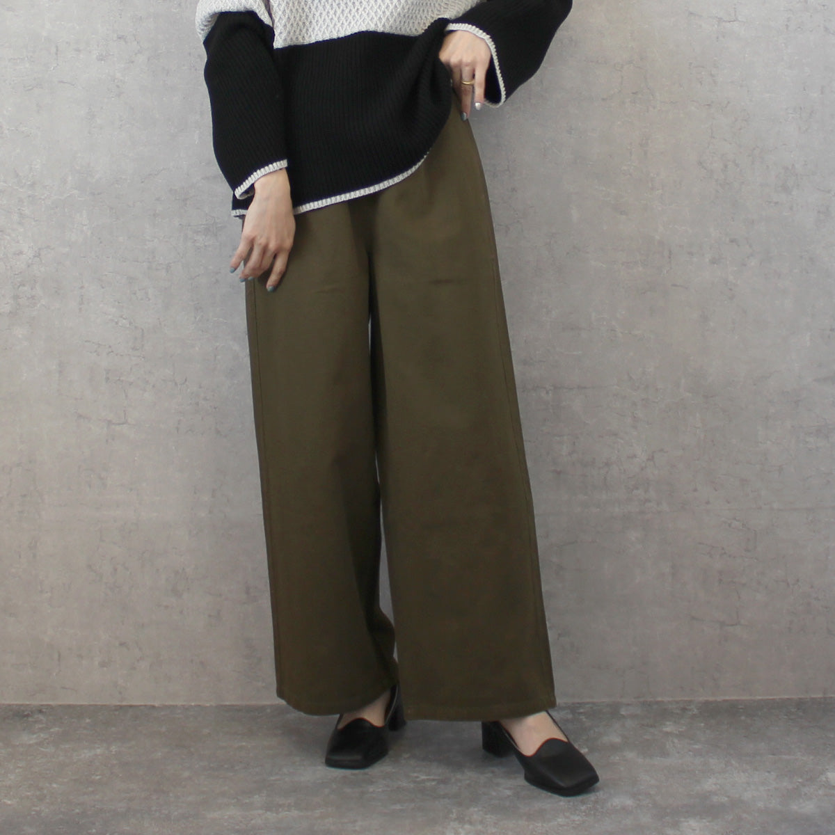 微起毛 ワイドプルオンパンツ