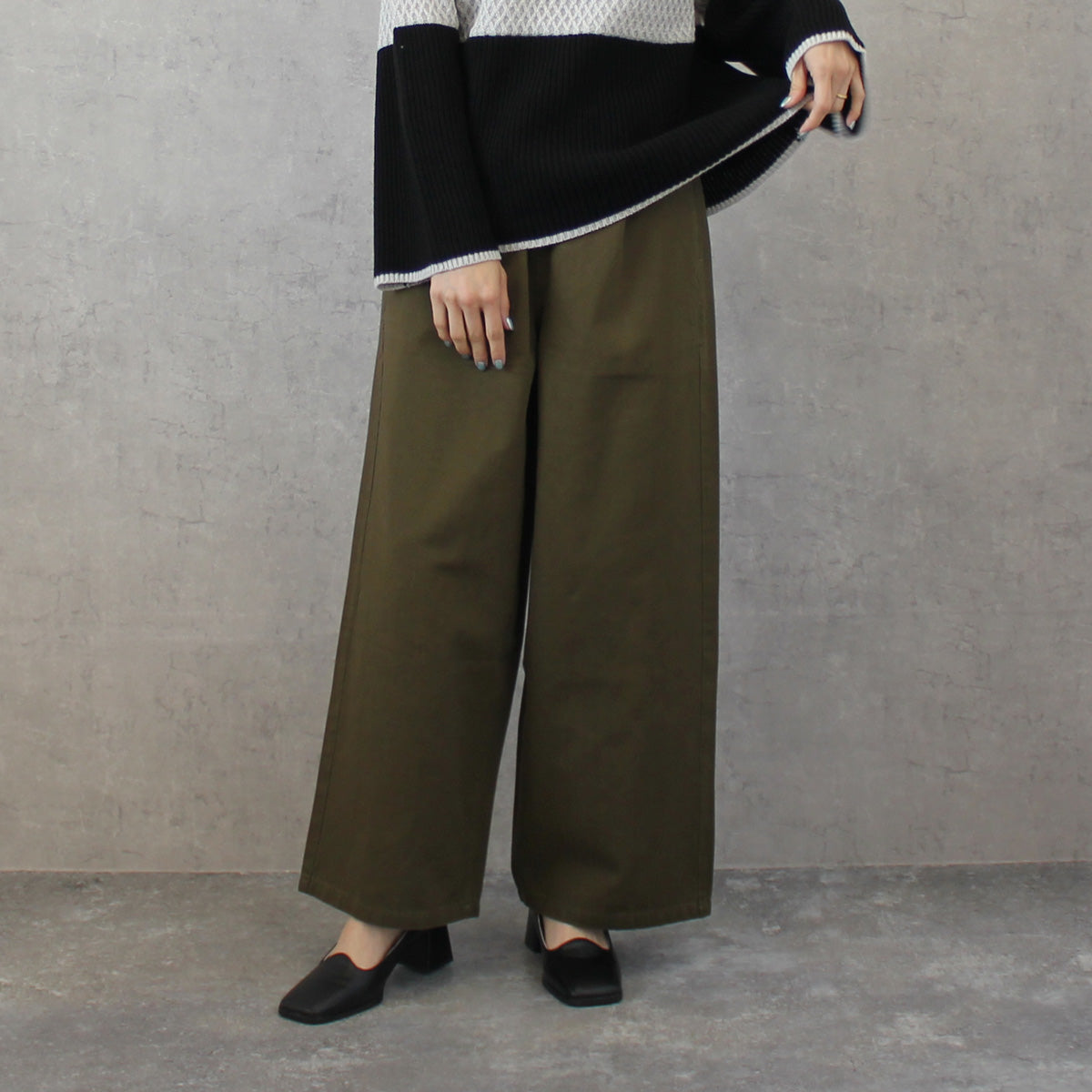 微起毛 ワイドプルオンパンツ