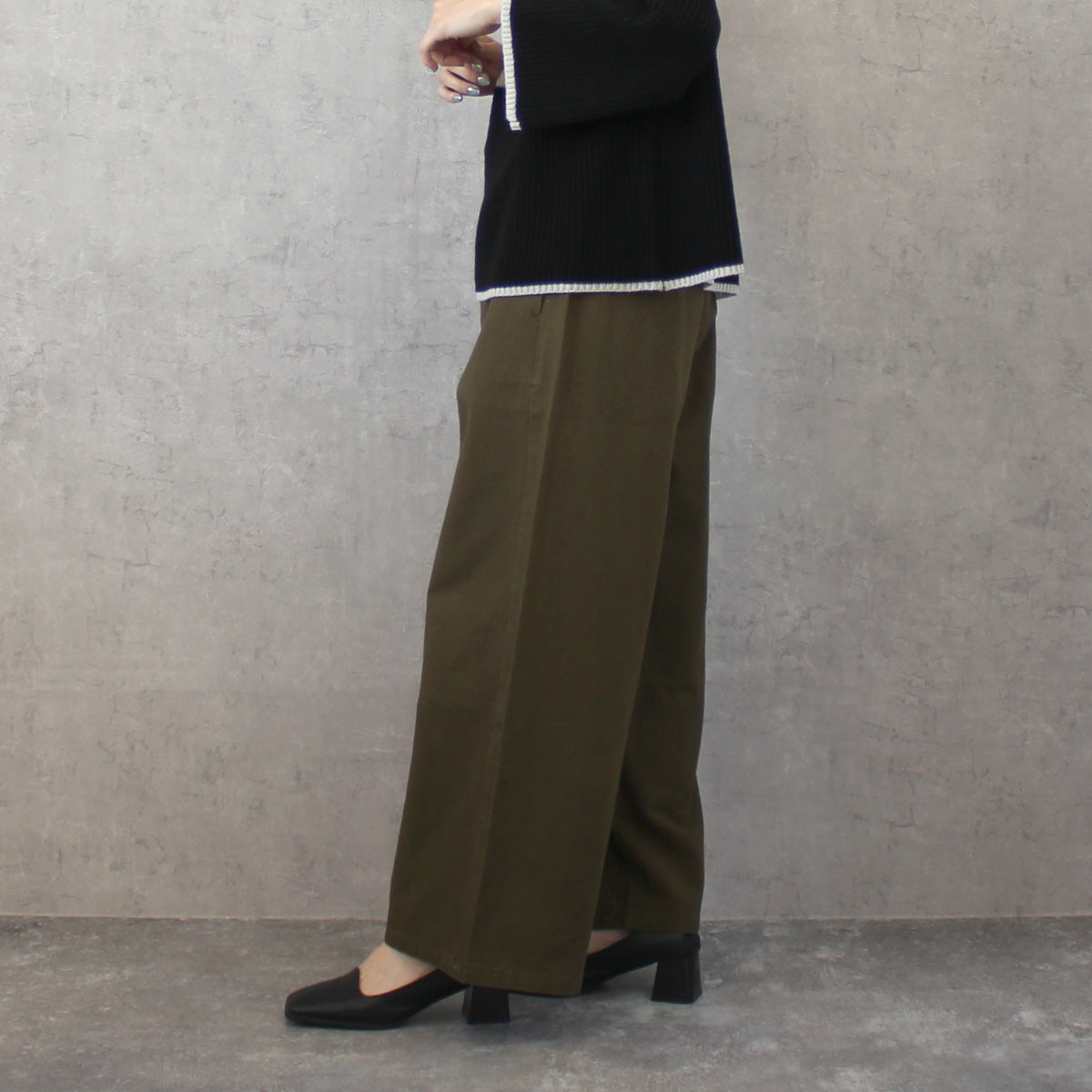 微起毛 ワイドプルオンパンツ