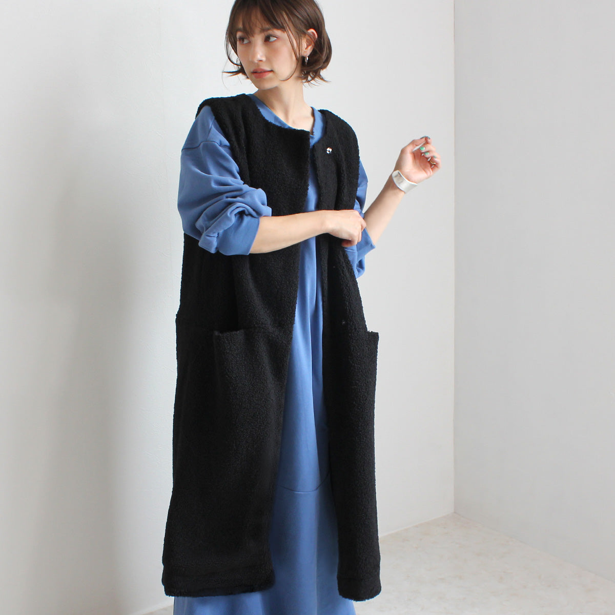 ボア ロングジレ ベスト