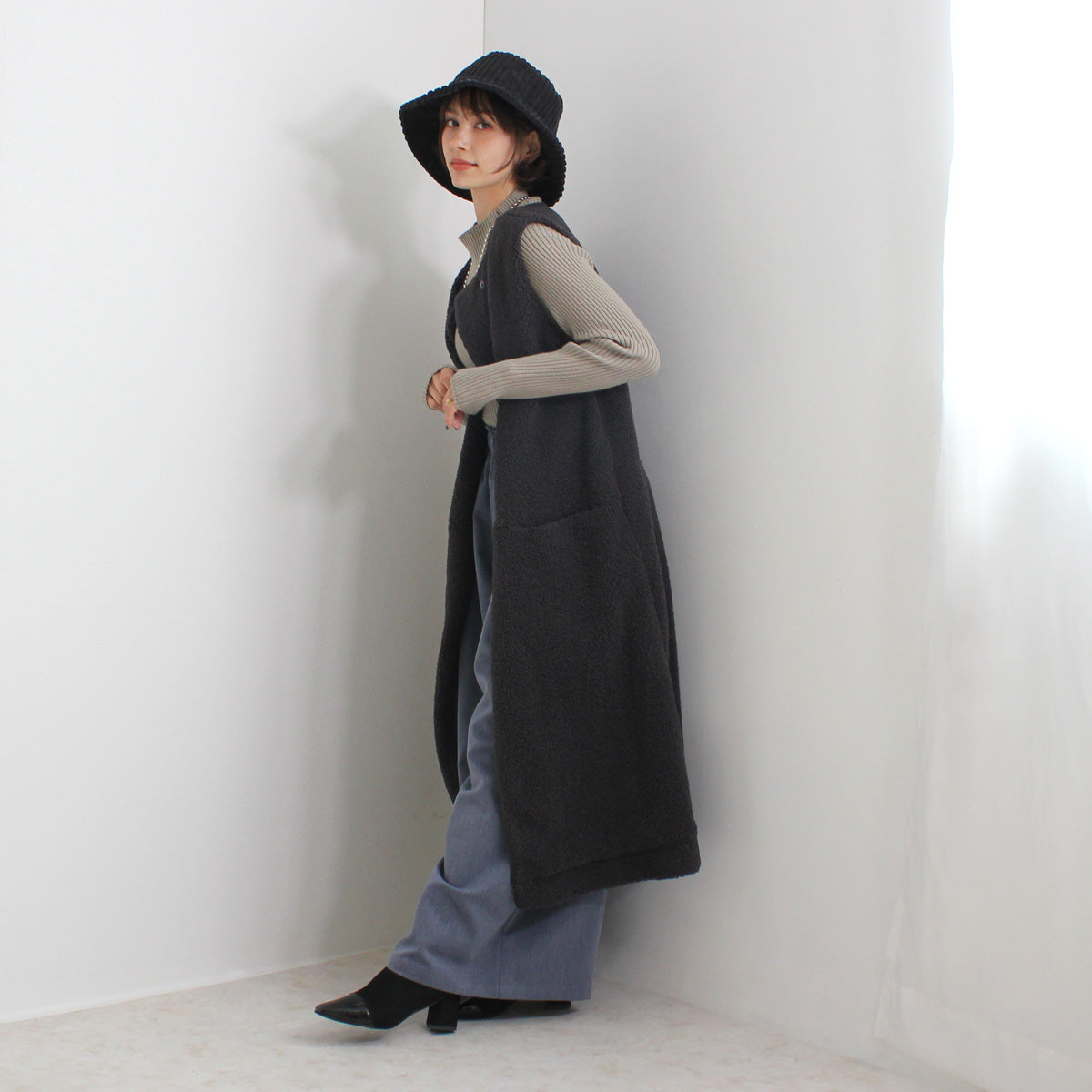 ボア ロングジレ ベスト