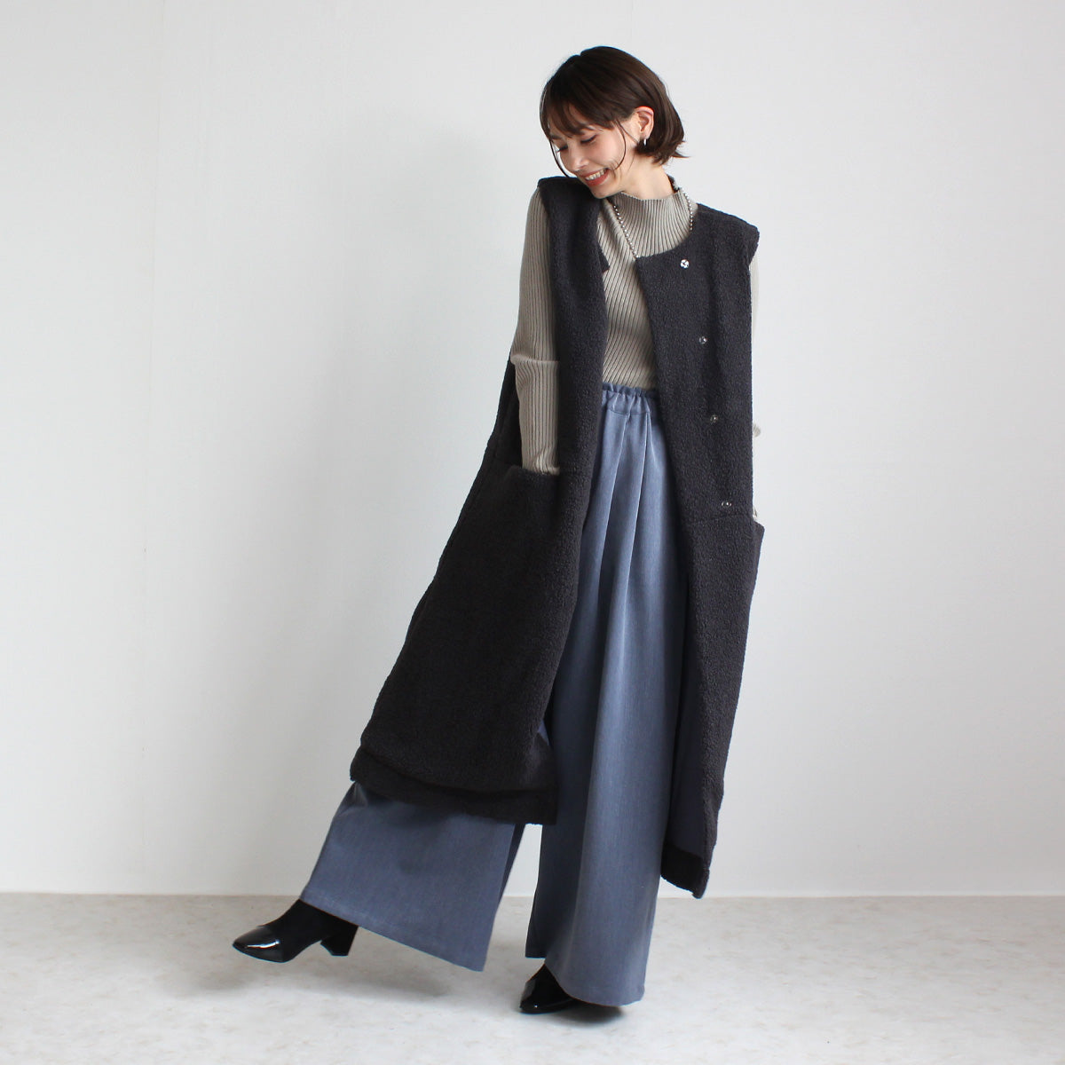ボア ロングジレ ベスト