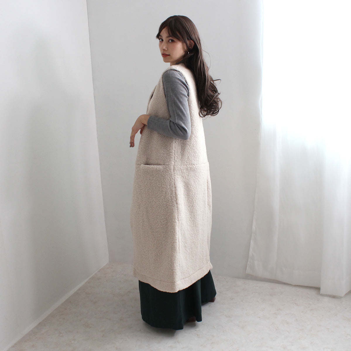ボア ロングジレ ベスト