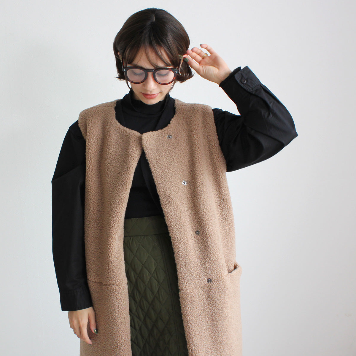 ボア ロングジレ ベスト