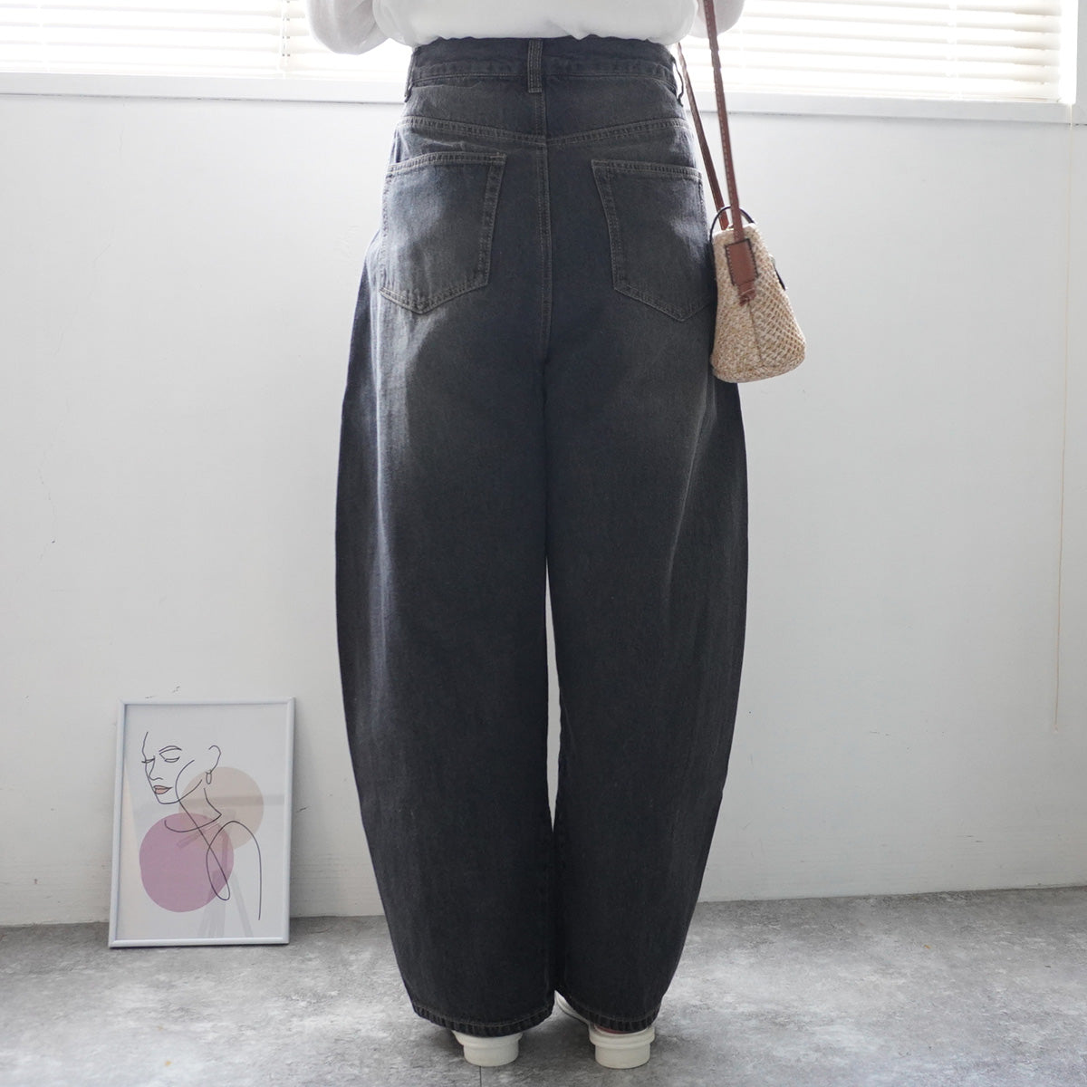 立体切り替えバルーンデニムパンツ