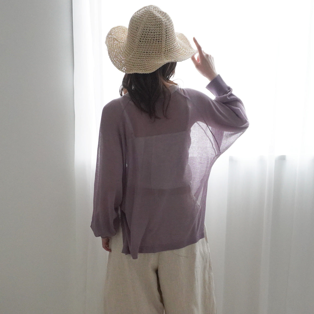 配色カラーシアーニット