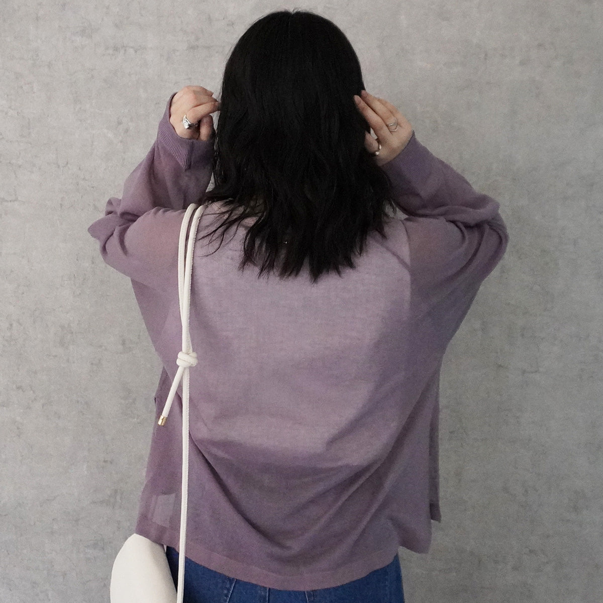配色カラーシアーニット