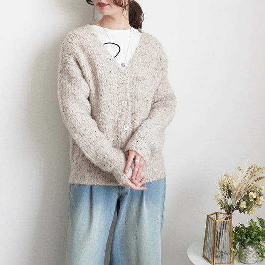 ウール混メランジカーディガン