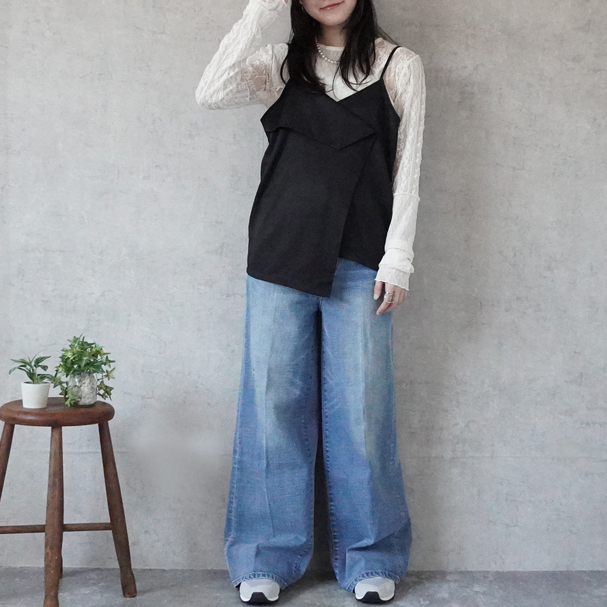 ヴィンテージデニムハイウエストストレートパンツ