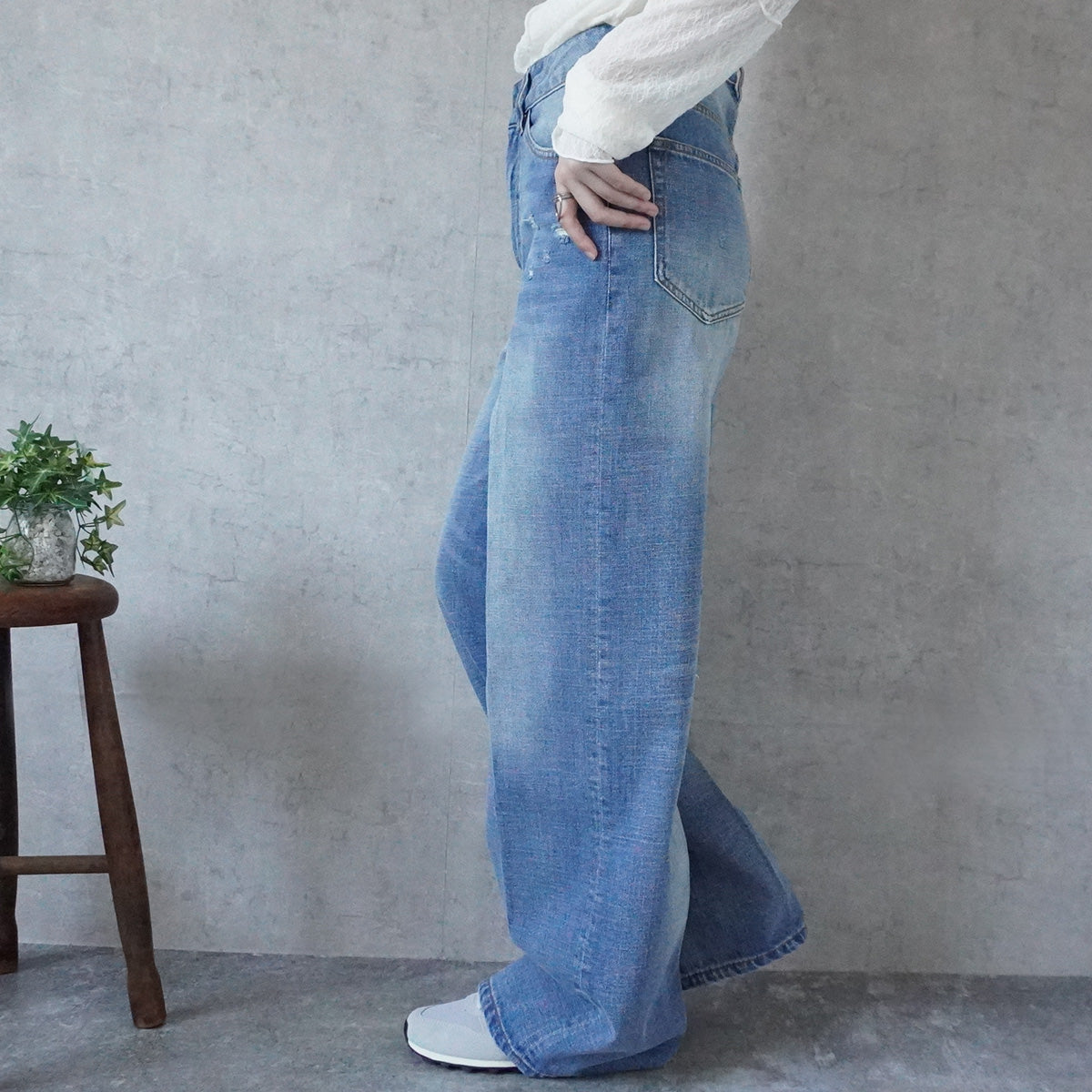 ヴィンテージデニムハイウエストストレートパンツ